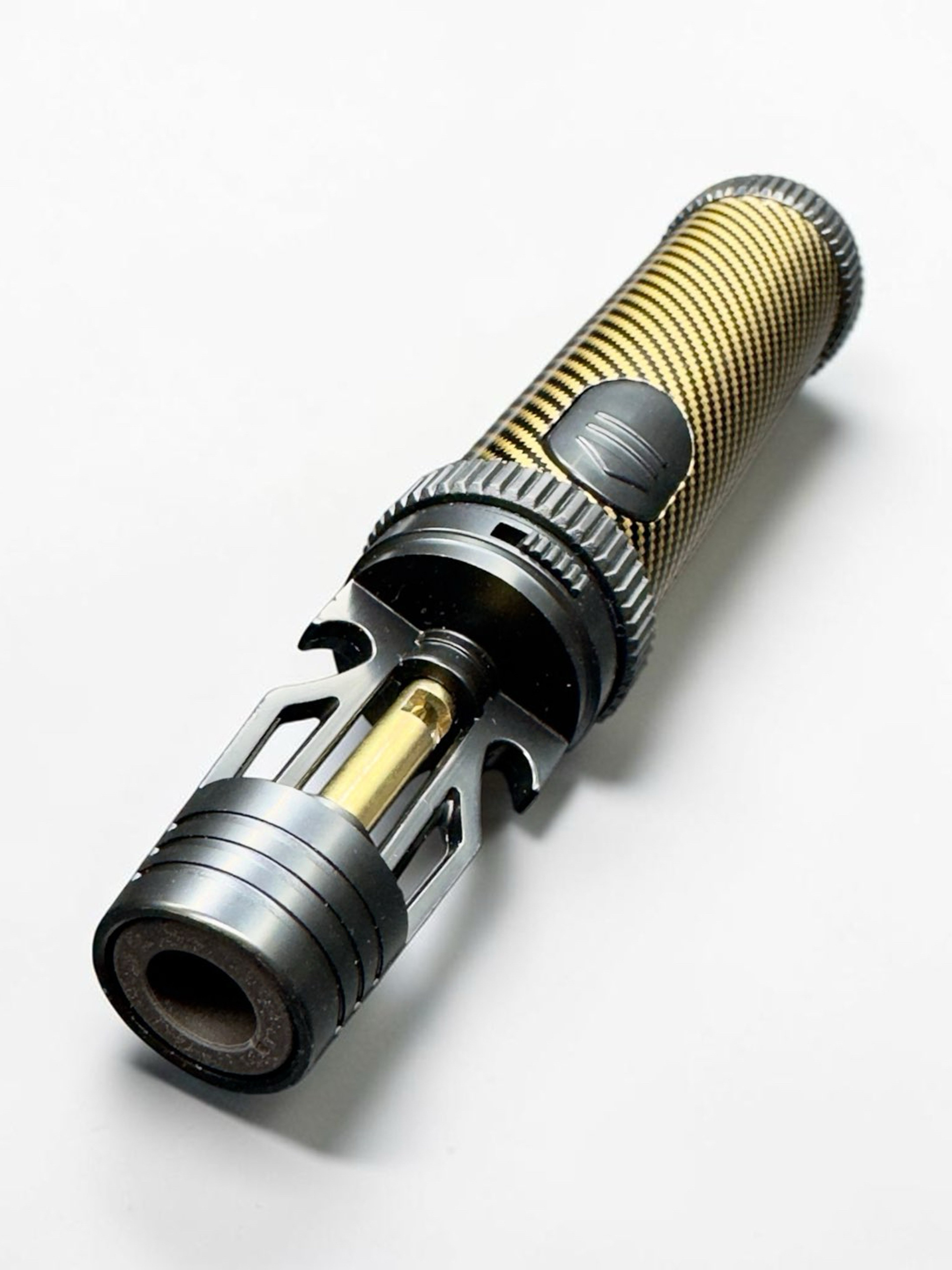 HB310 Gold Carbon Fiber Jet Torch Lighter Windproof Refillable Butane image 0