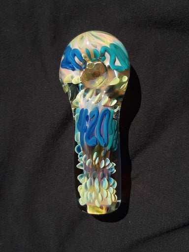 Preview pic of 4:20 inside out, color changing, borosilicate glass pipe. FREE SHIPPING