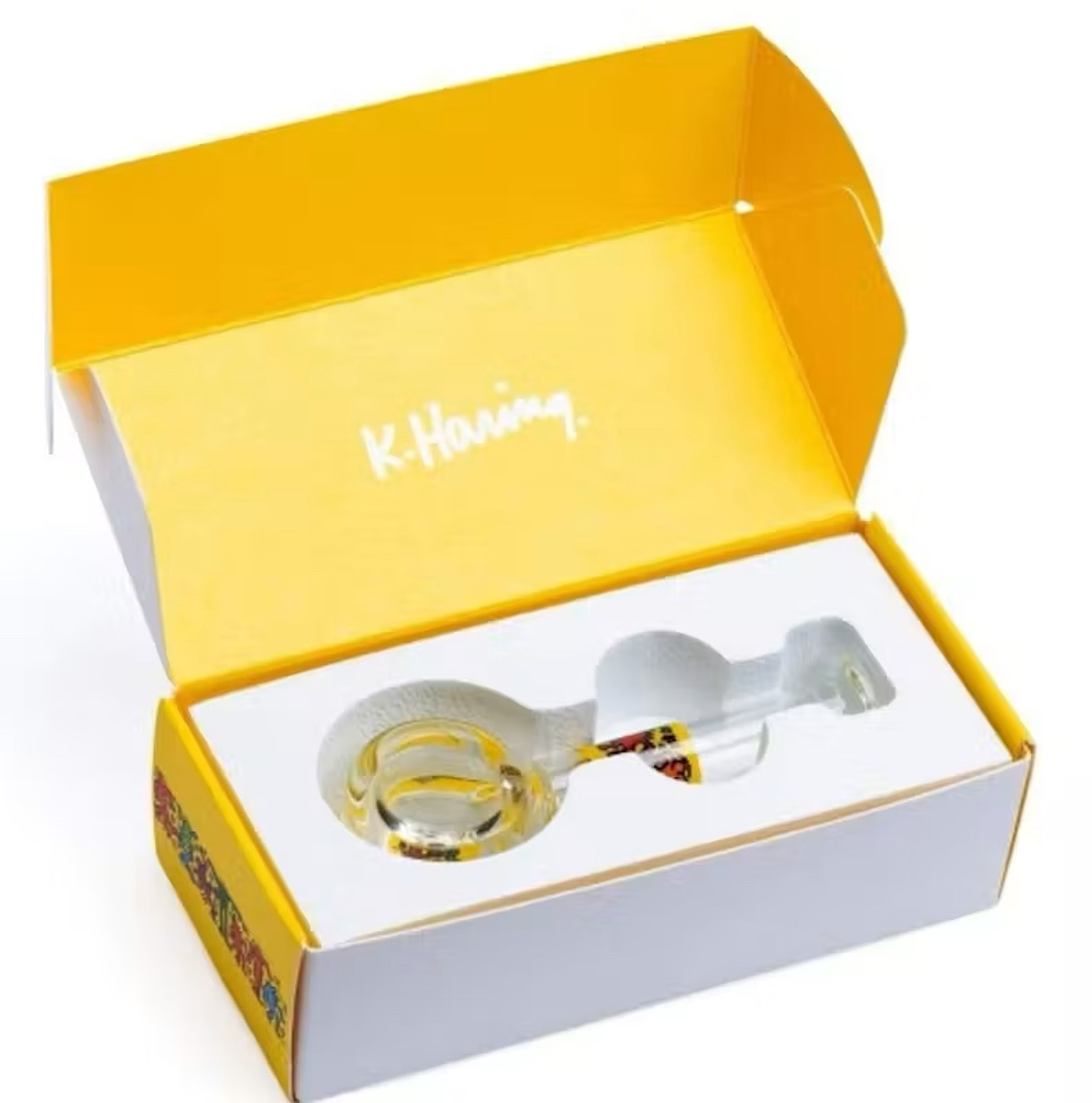 Preview pic of Keith Haring Glass Spoon Pipe Multi Yellow Design