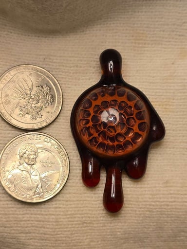Preview pic of Honeycomb drippy red pendant