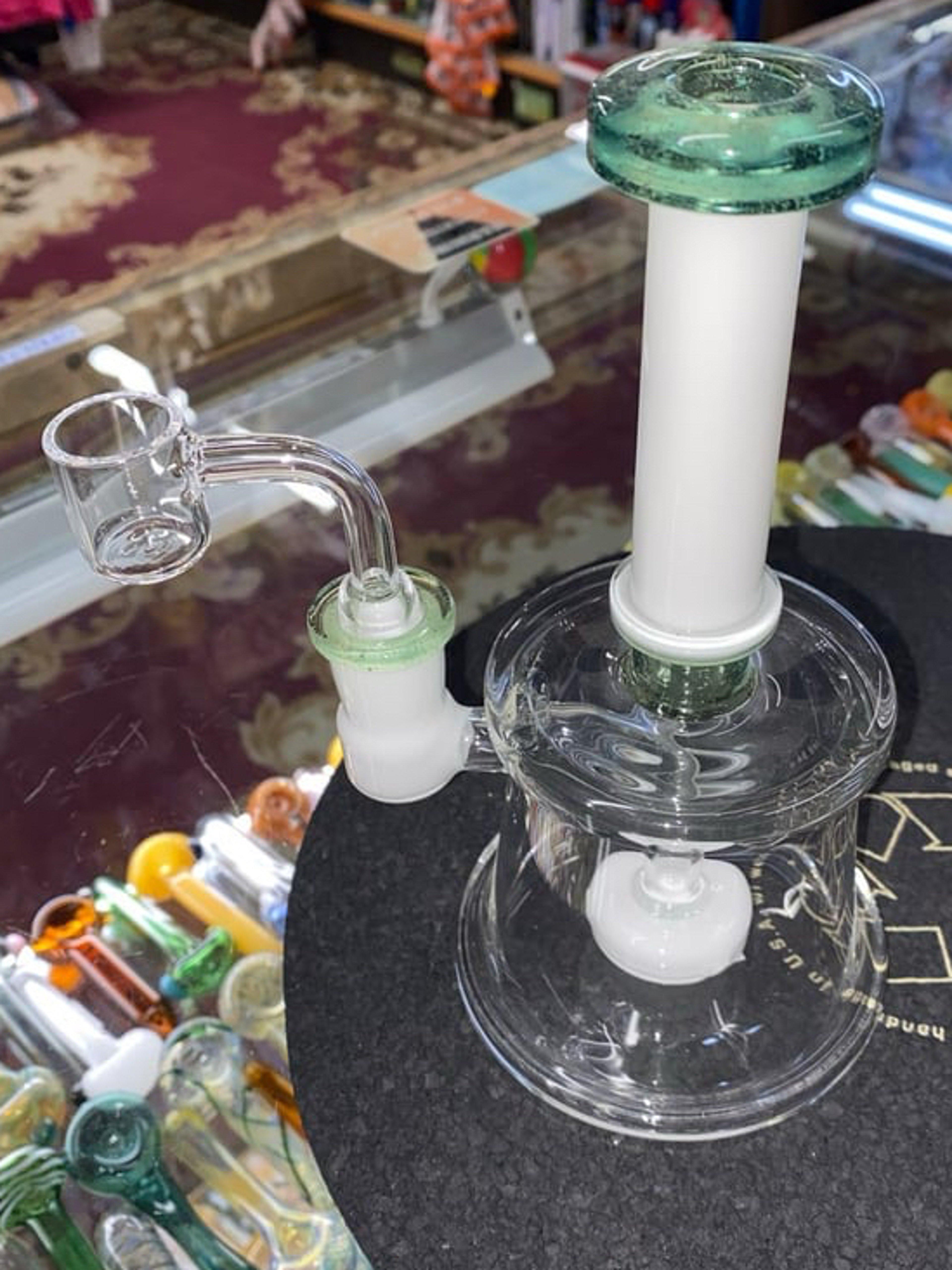 Clear and White 3 Hole Perc Dab Rig image 0