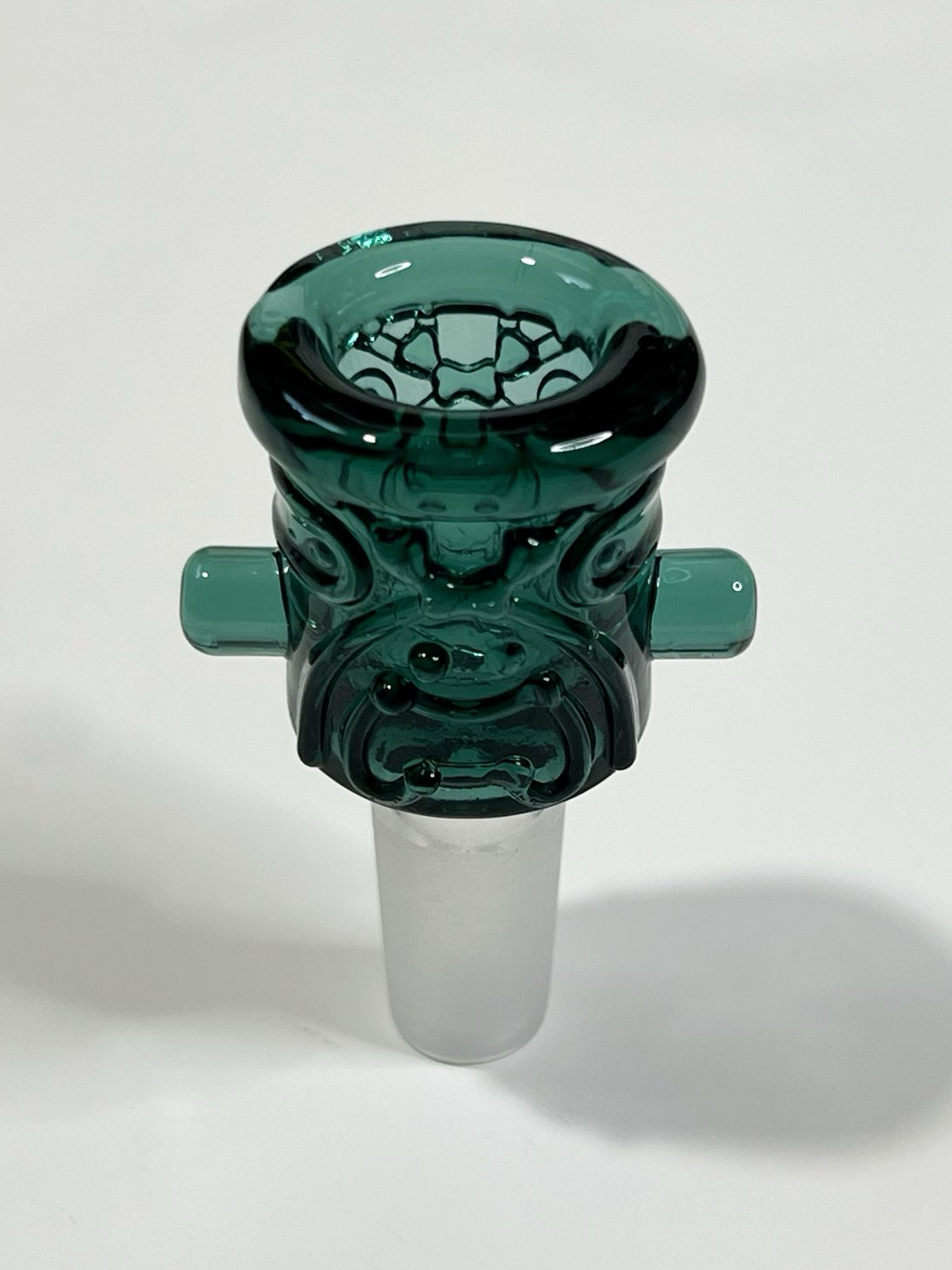 Preview pic of 14mm Green Tiki Glass Bowl Slide Bong Water Pipe Hookah