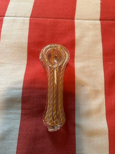 Preview pic of Brown pinstriped clear spoon pipe