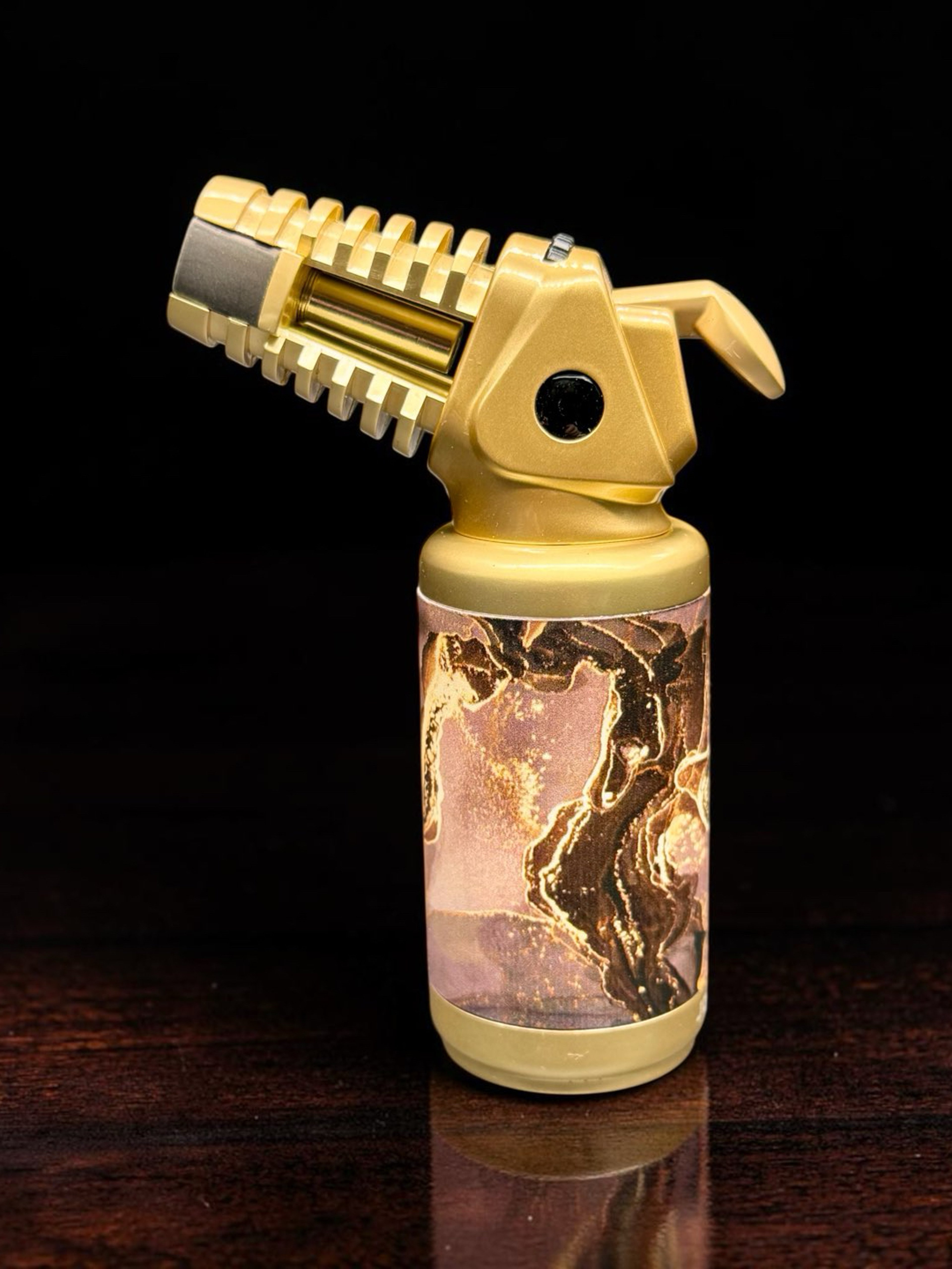 JOBON ZB-668 Gold Marble Jet Torch Lighter – Refillable Windproof Flame image 0