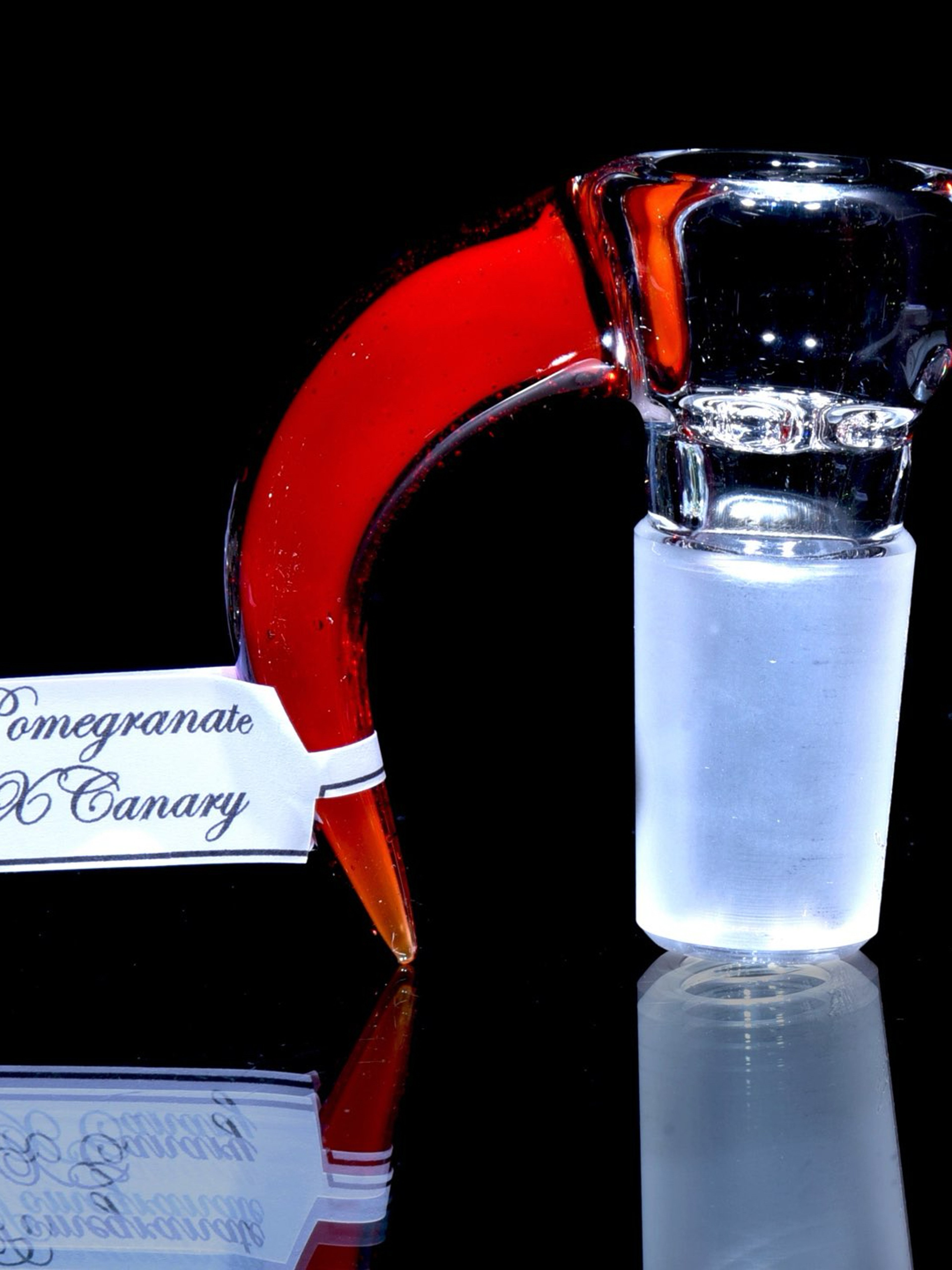 Sovereignty Glass - Partially-accented 4-hole Horned Slide - Pomegranate/Canary - 18mm Male image 0
