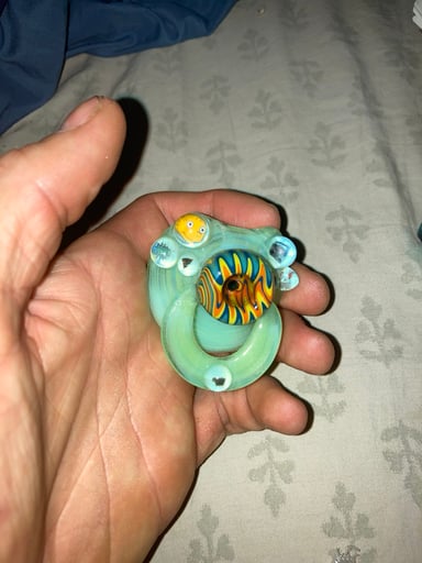 Preview pic of Pacifier one hitter amulet with real opal marbles