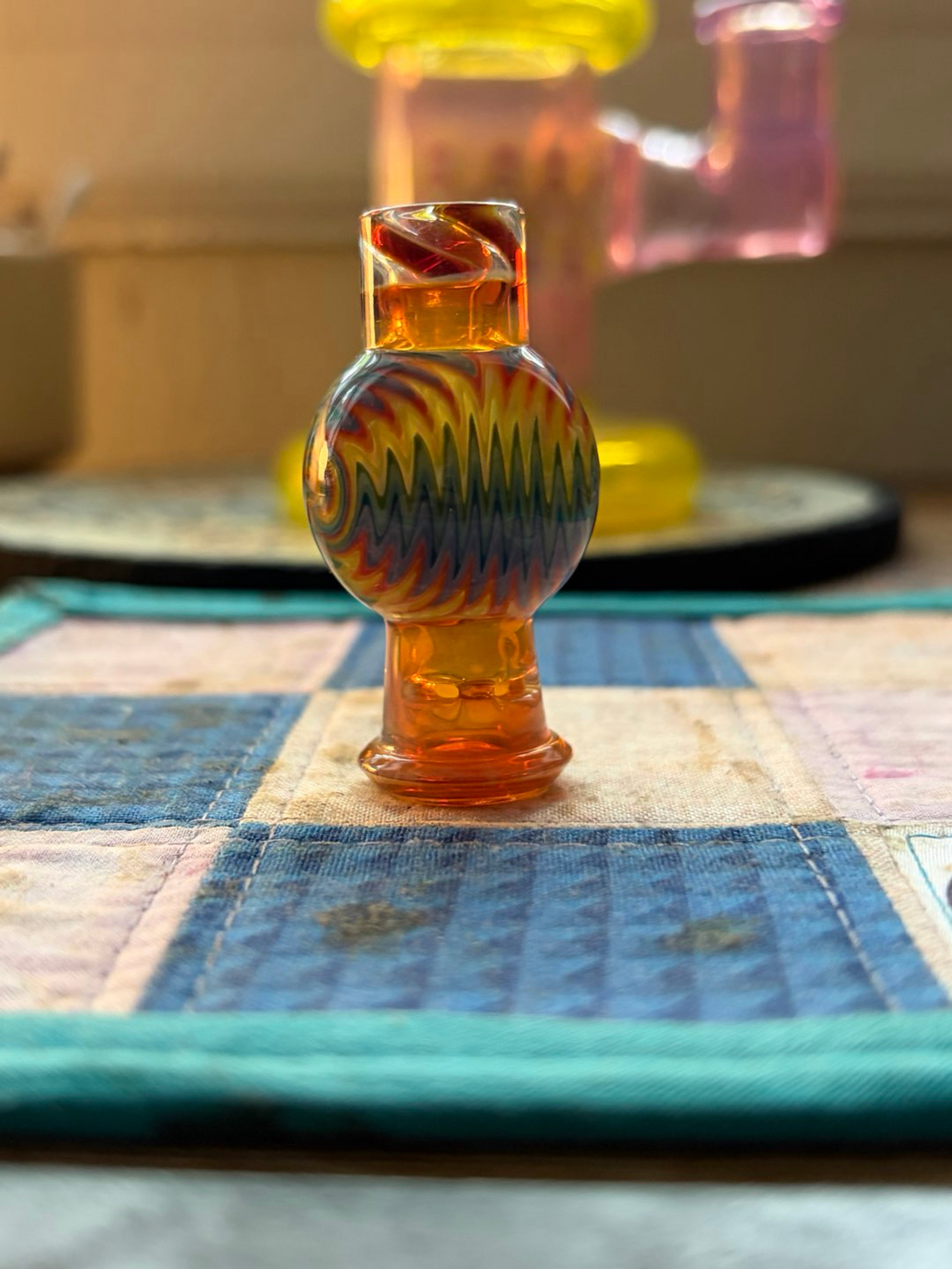 Preview pic of Glass Carpenter Rainbow Wigwag Spinner Top