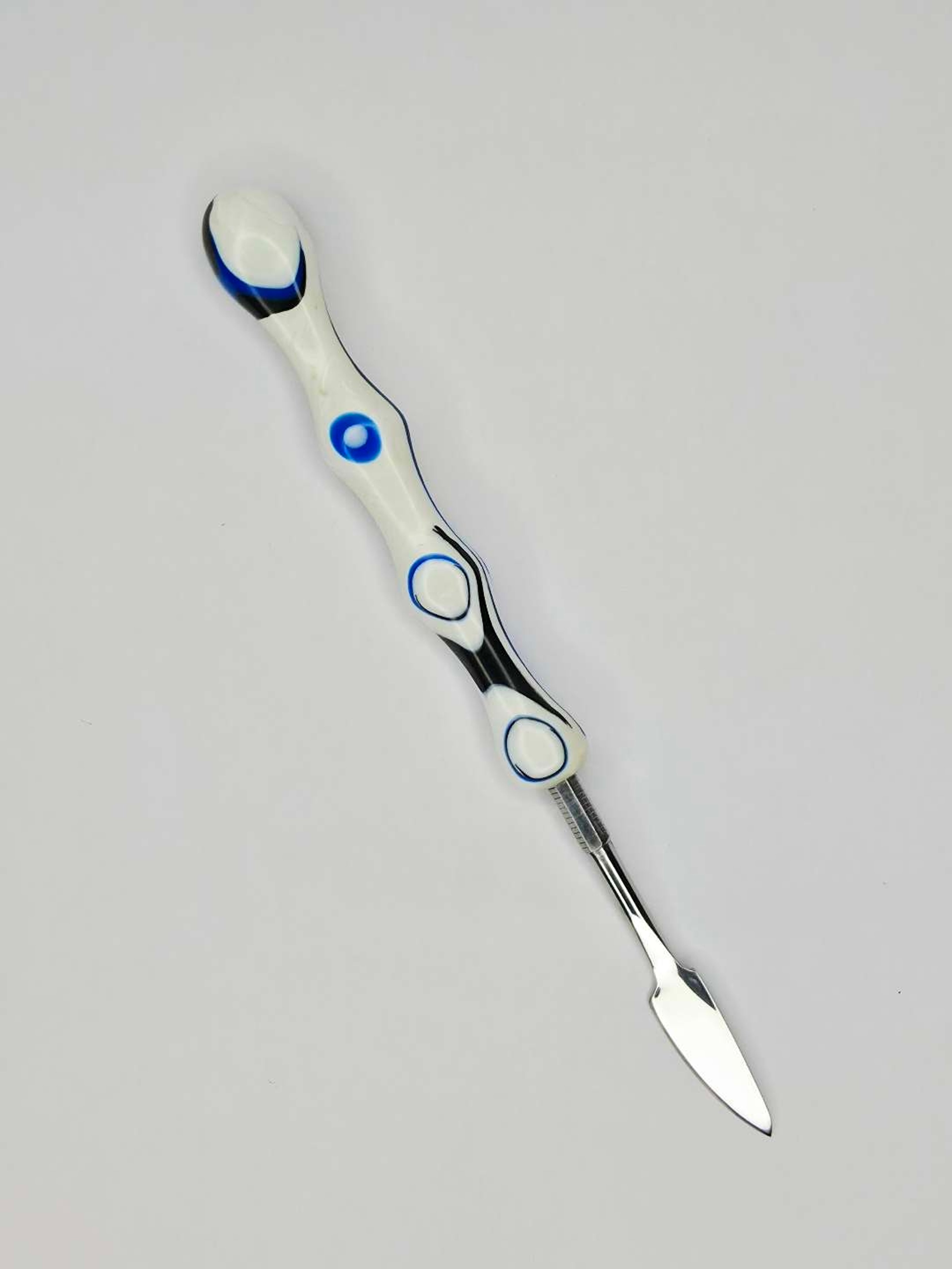 Preview pic of Blue Harvest Blade — Handcrafted Stainless Steel Dab Tool | Recycled HDPE Handle | The Mellow Box