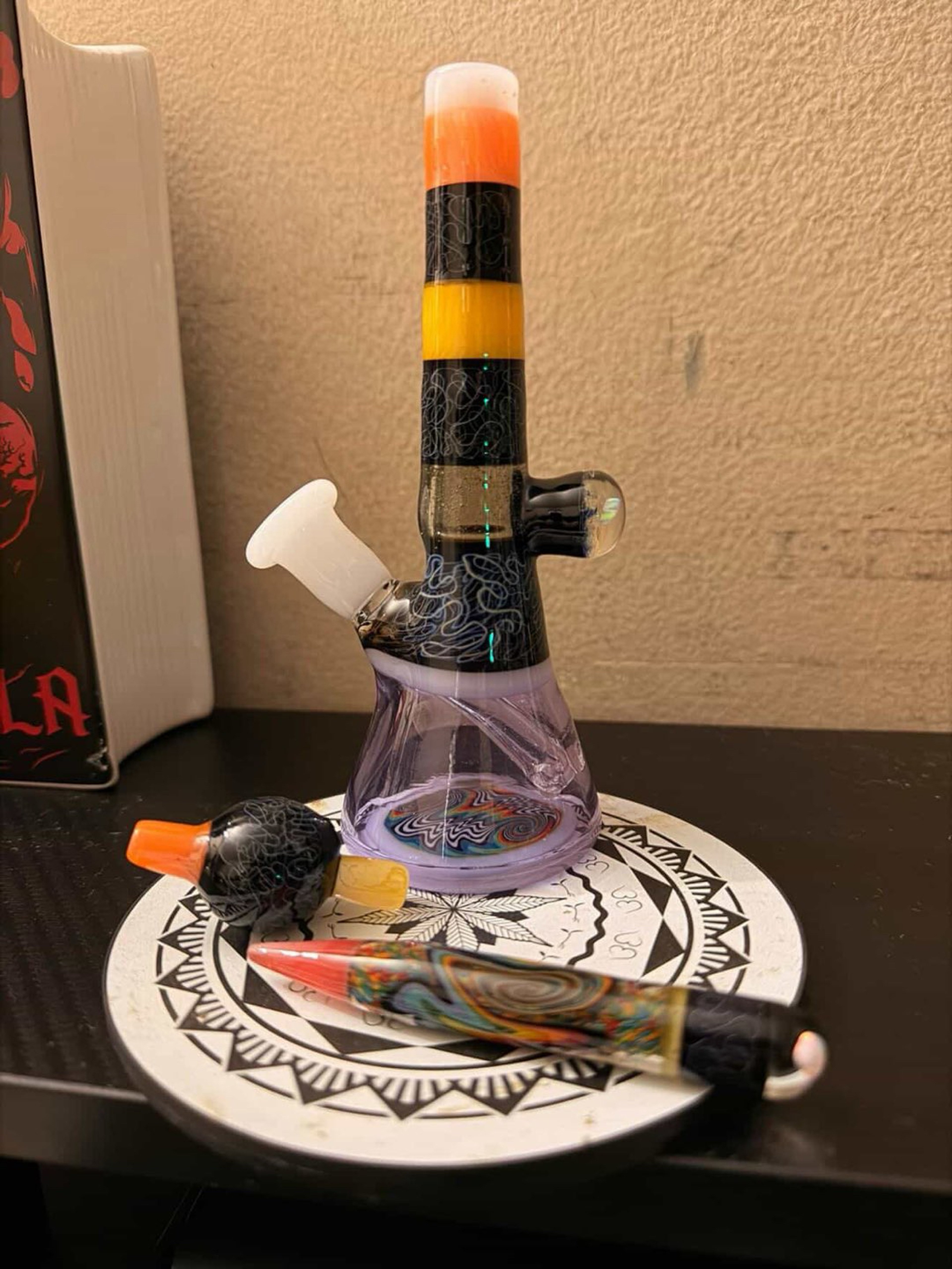 Preview pic of Chuck B Glass Mini Tube Wig Wag Bottom & CFL & Opal Dabber Carb Cap Set 10mm With Bear Quartz Auto Spin Pro Banger and Terp pearl and Extras