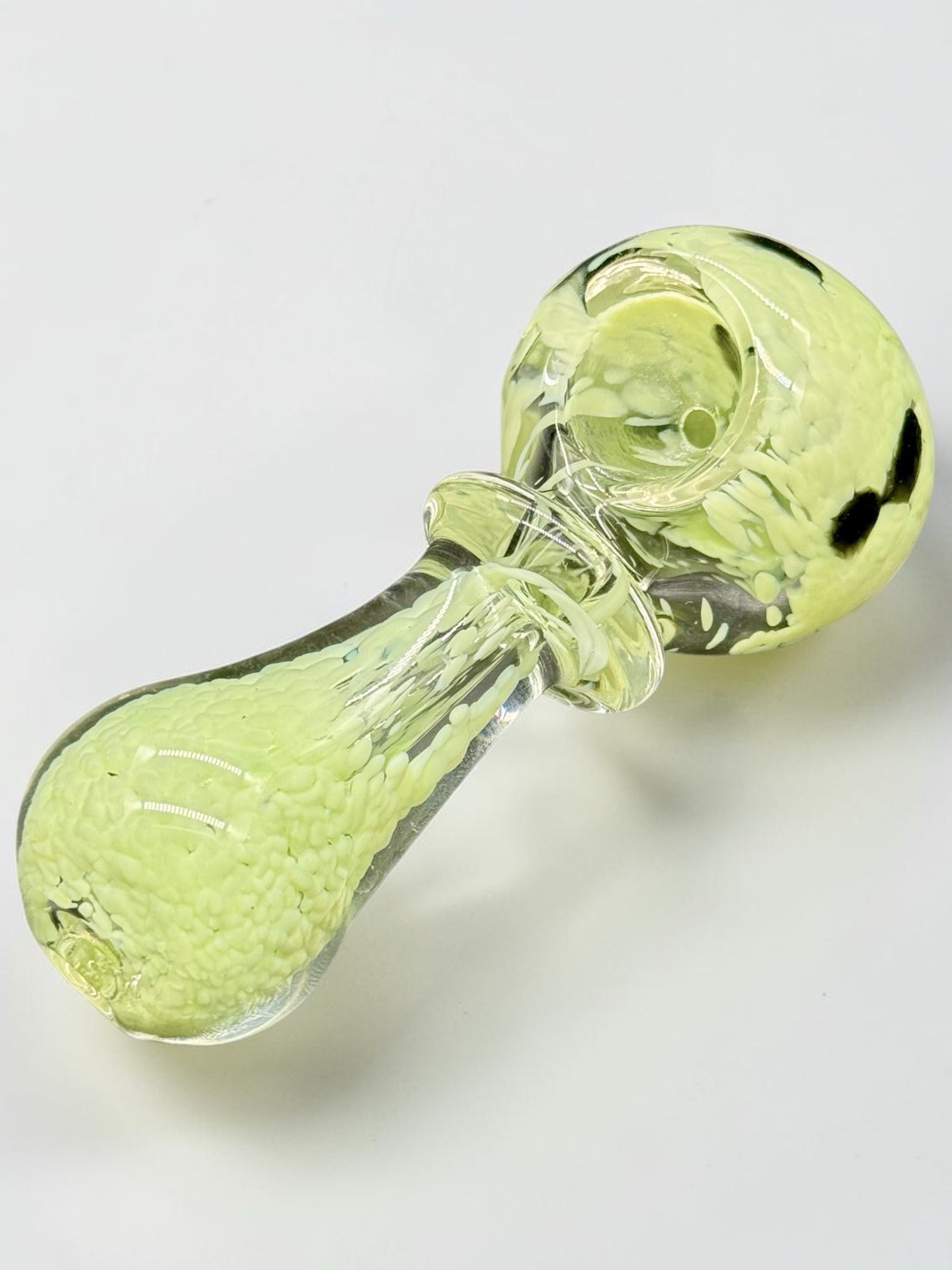 3.5” Lime Green Hand Blown Glass Spoon Pipe Thick Glass Hand Pipe image 0