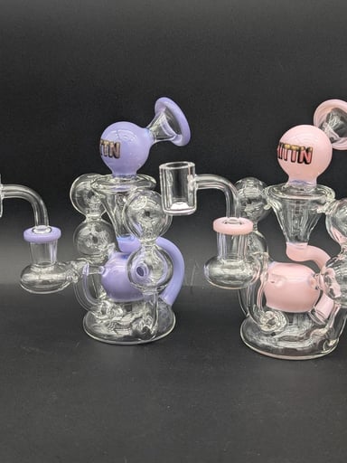 Preview pic of HITTN GLASS 6" DOUBLE BUBBLE RECYCLER DAB RIG