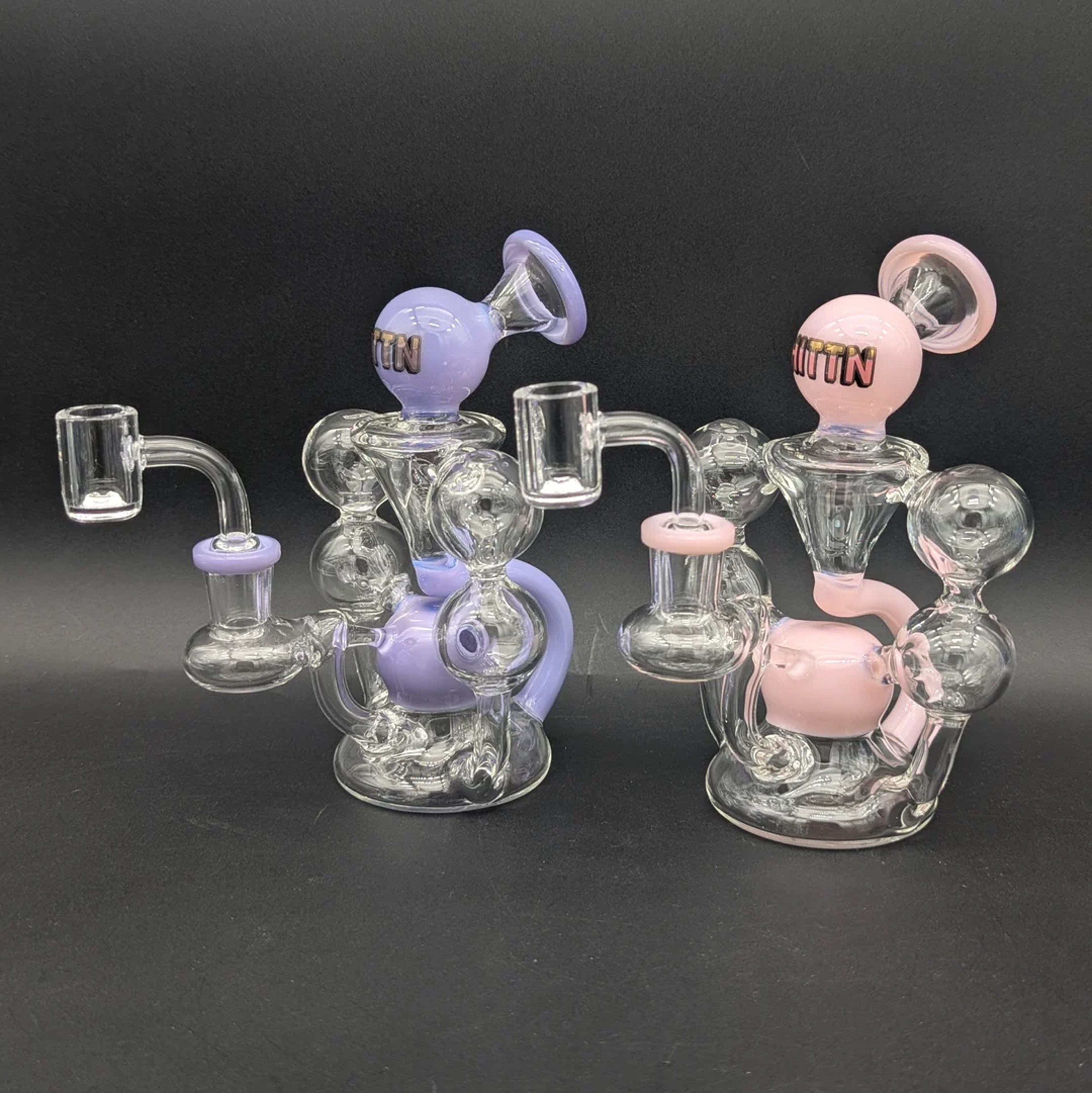 HITTN GLASS 6" DOUBLE BUBBLE RECYCLER DAB RIG image 0