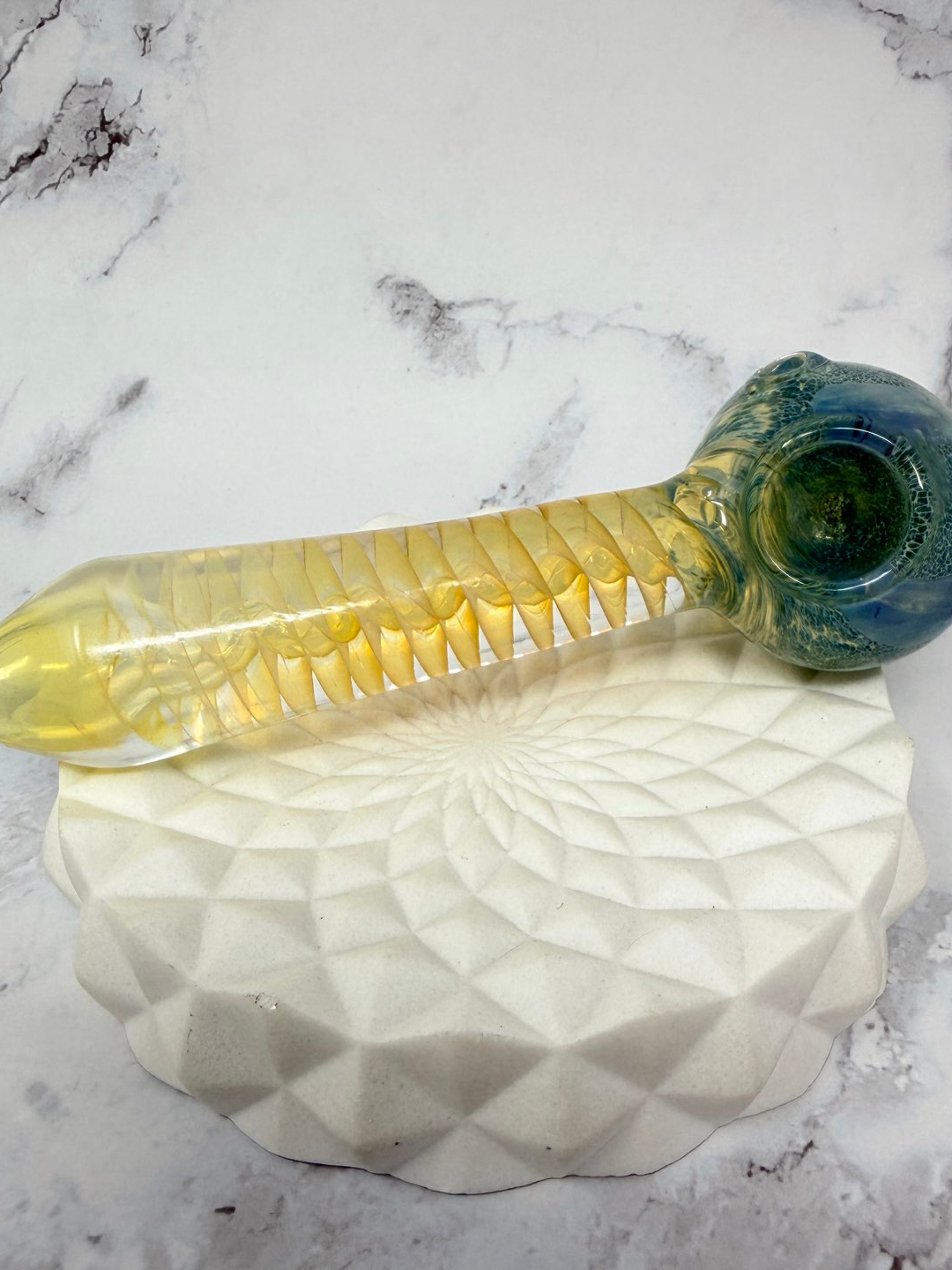 5” Handmade Galactic Blue Color Changing Glass Pipe image 0