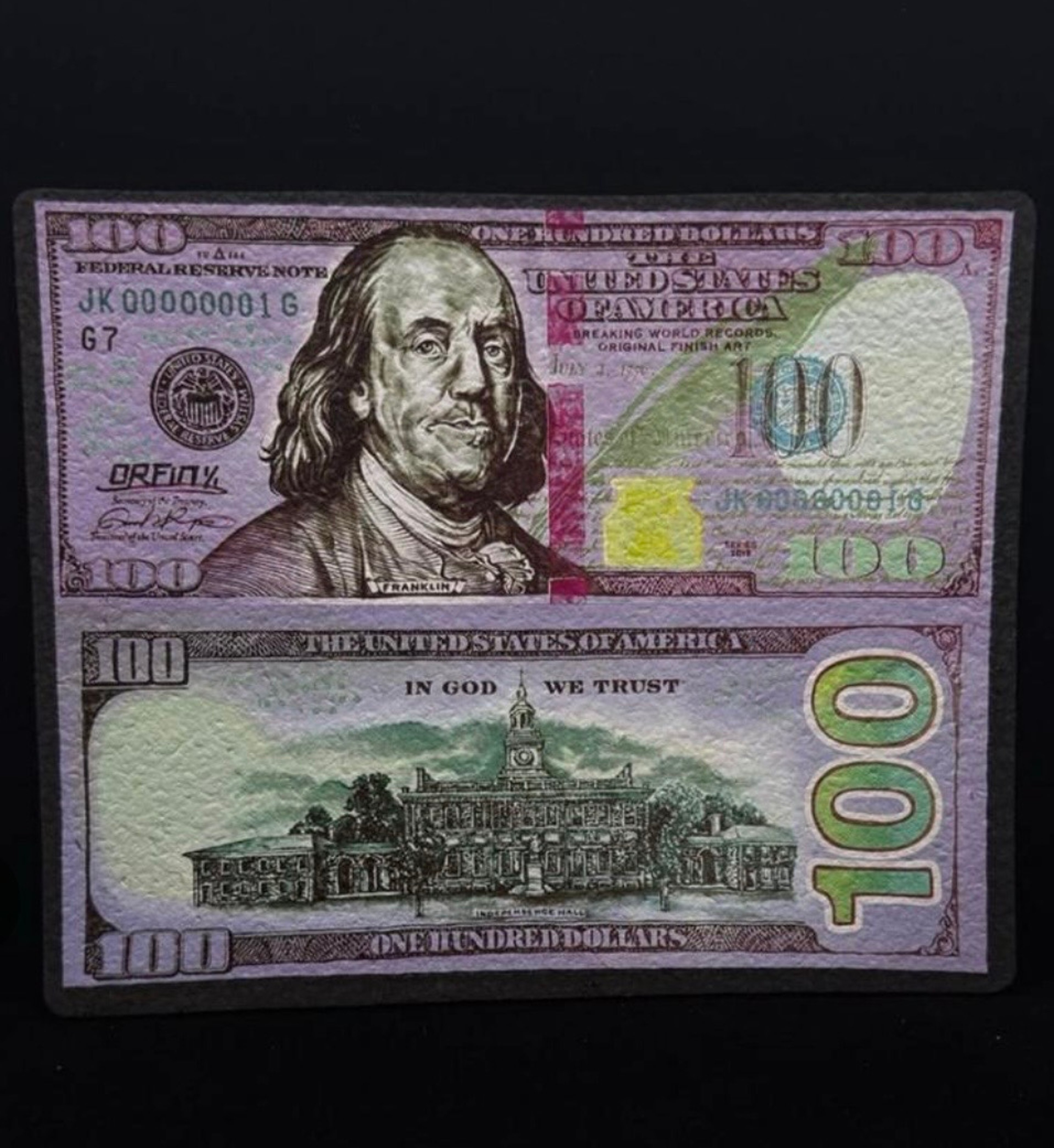 Preview pic of $100 bill moodmat
