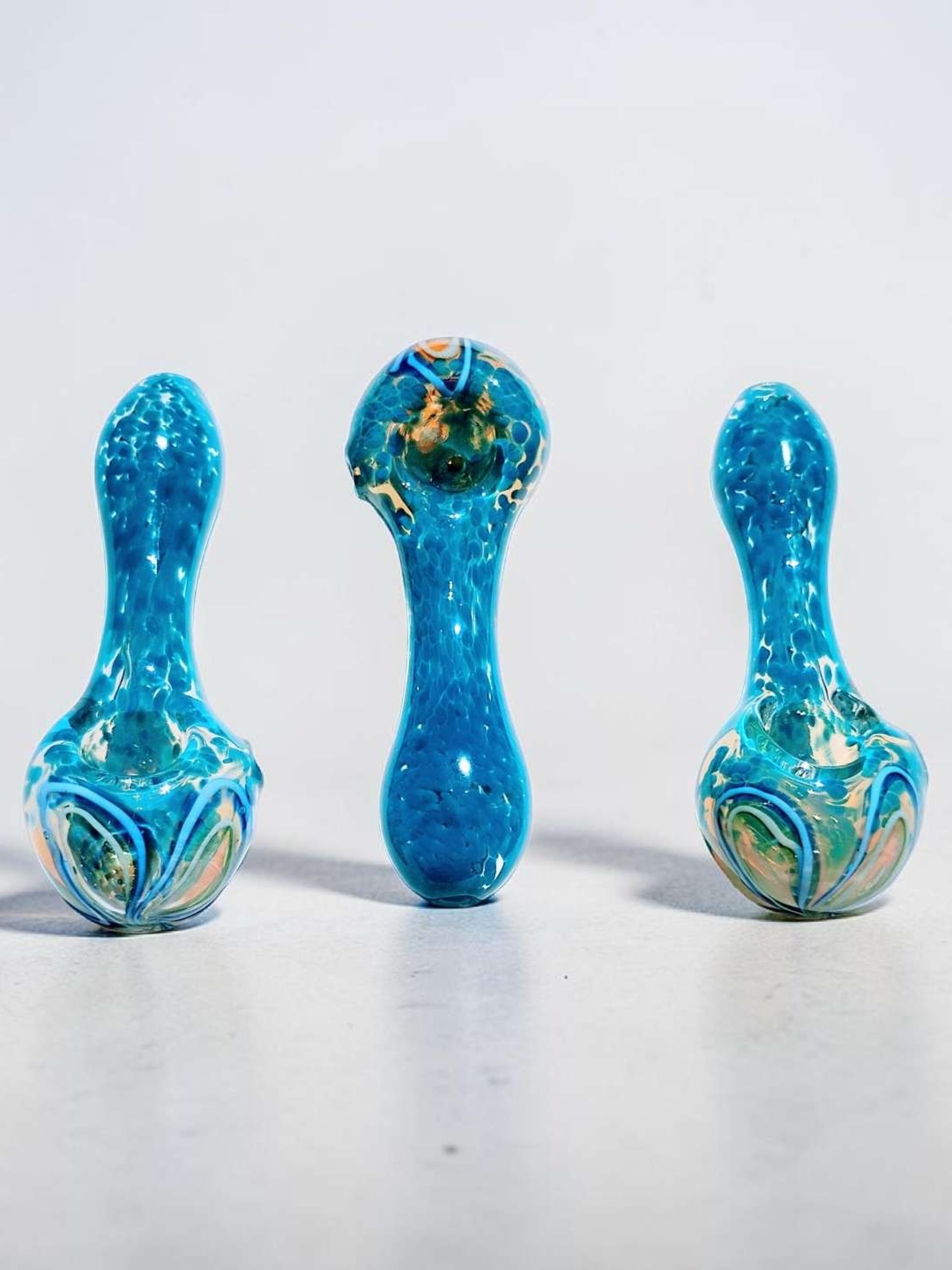 Worked Blue White Dry Spoon image 0