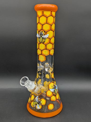 Preview pic of 13" HONEYCOMB BEE 9MM BEAKER BONG