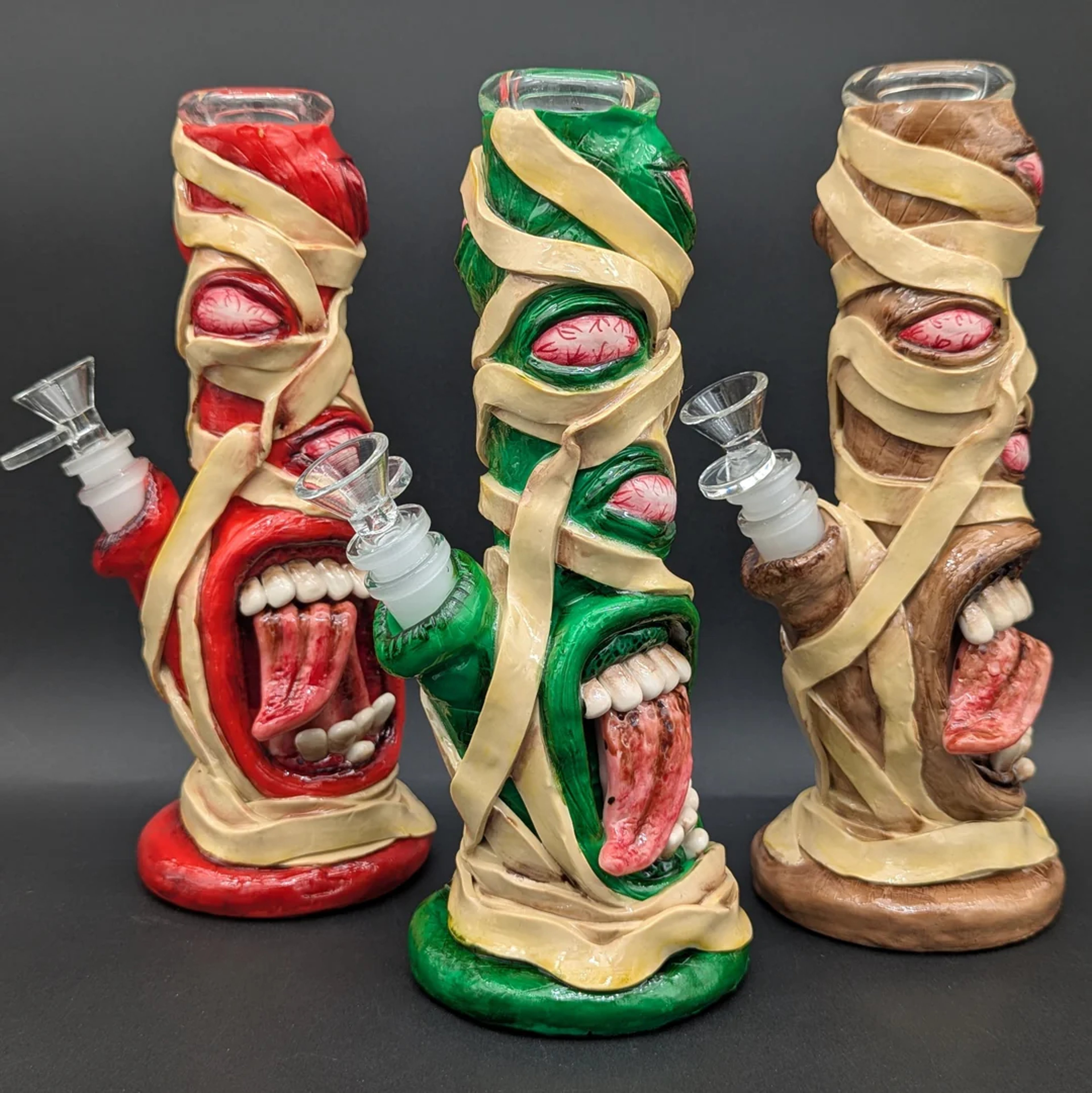 Preview pic of 10" MUMMIFIED MONSTER 3D STRAIGHT TUBE BONG