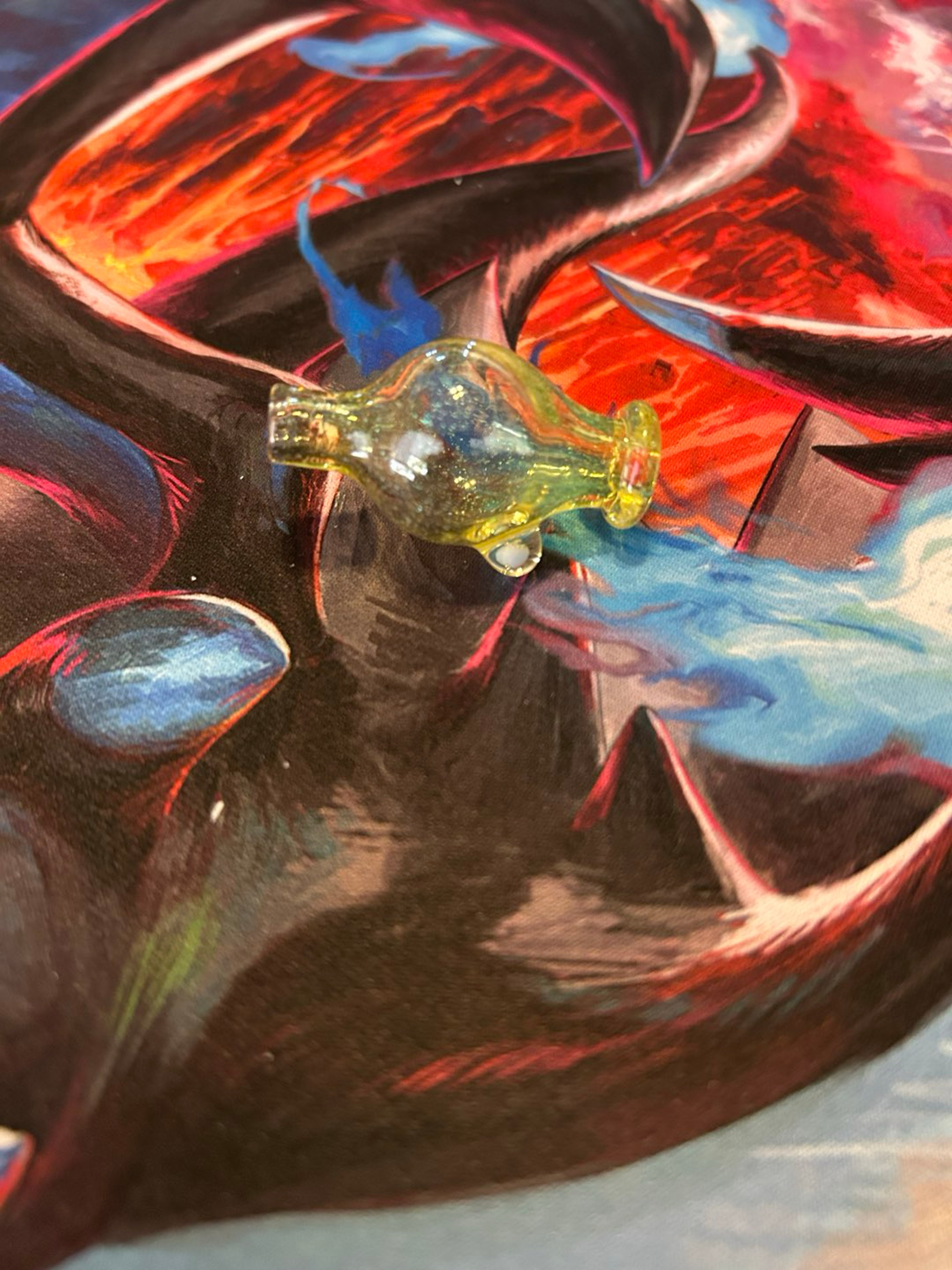 Preview pic of Yellow dichro bubble cap with opal