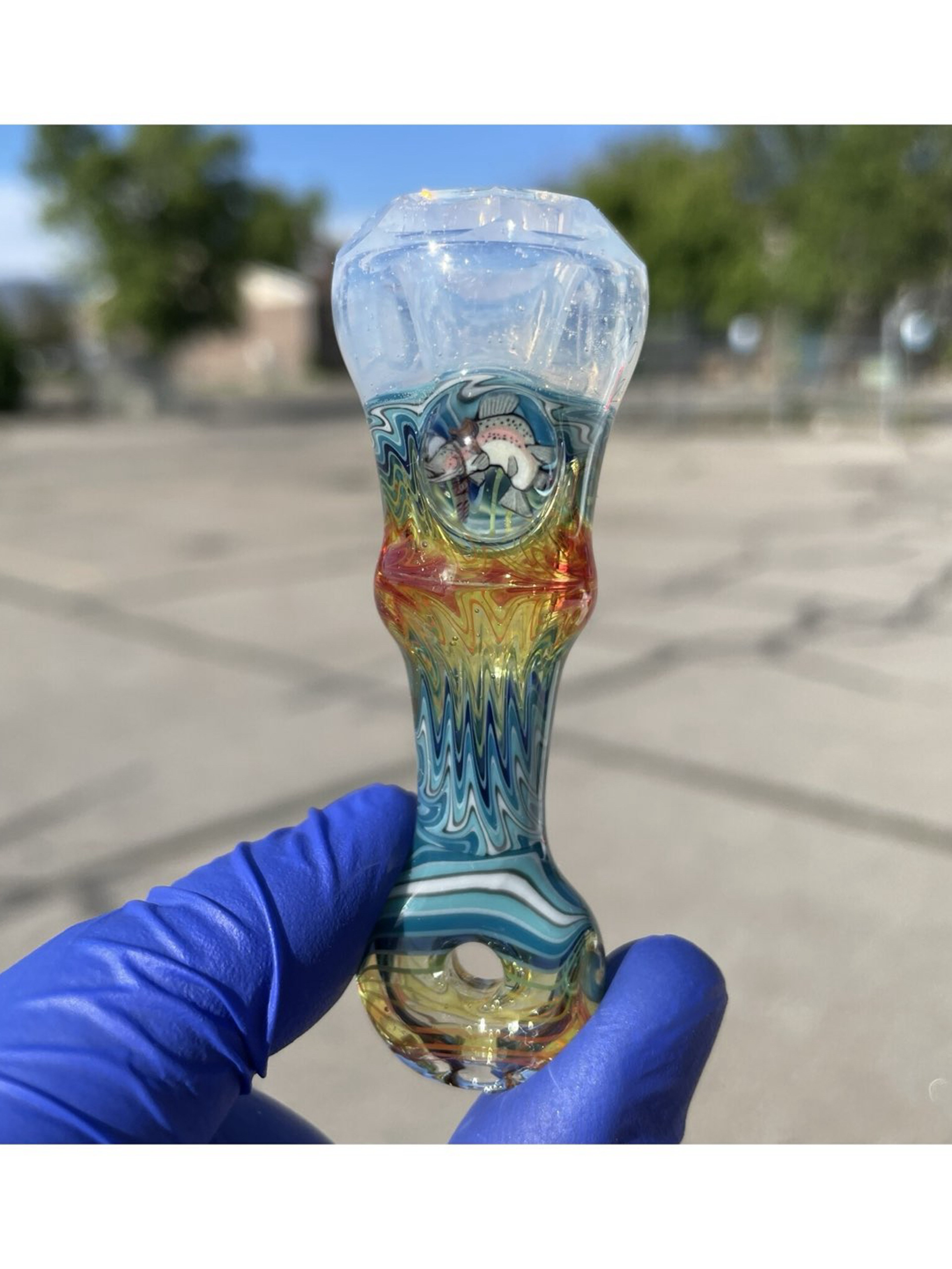Preview pic of Brand New Cowboy Glass Fish Whistle Faceted Onie Glowstick UV