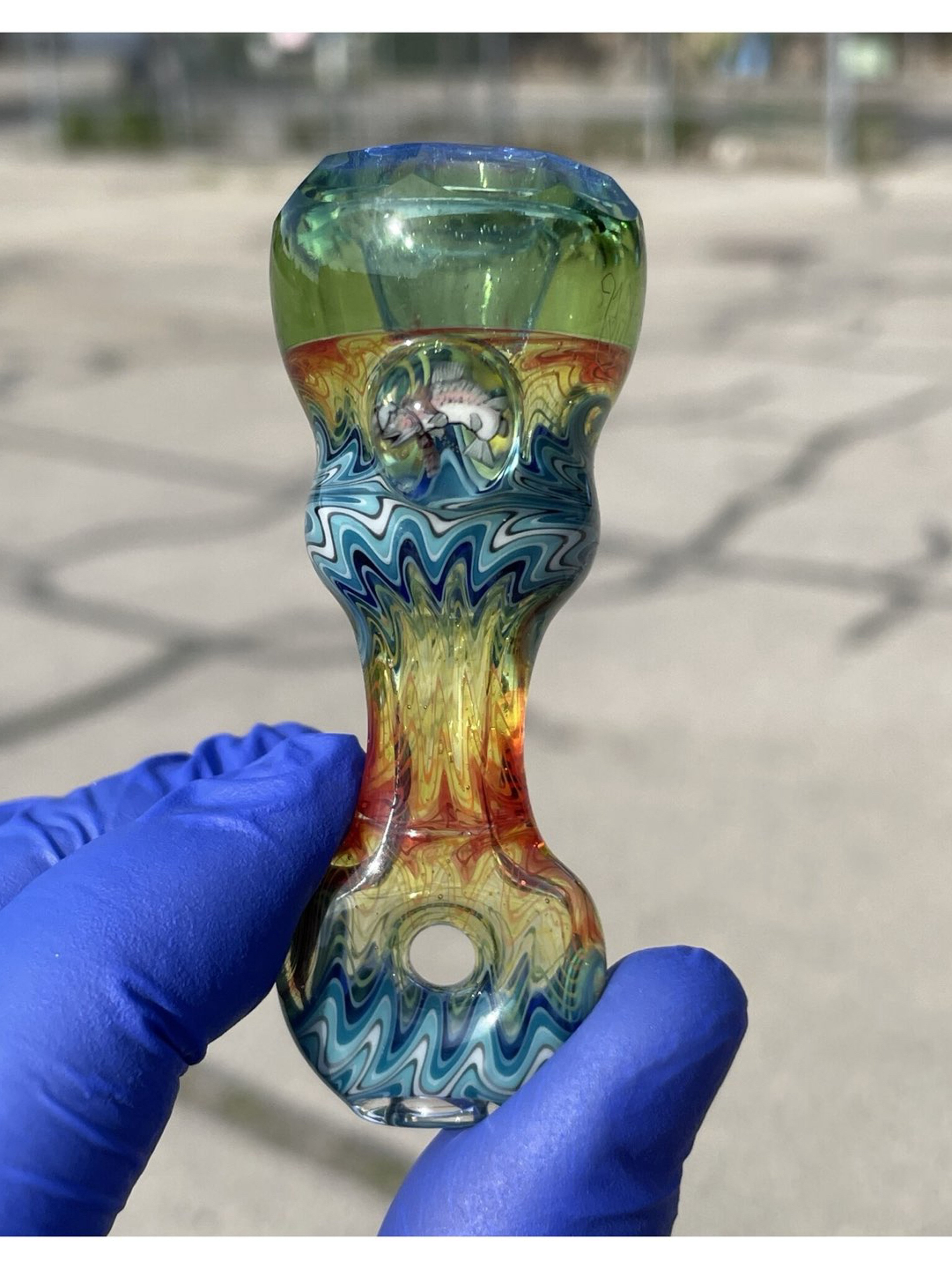 Preview pic of Brand New Cowboy Glass Fish Whistle Faceted Onie Krippy
