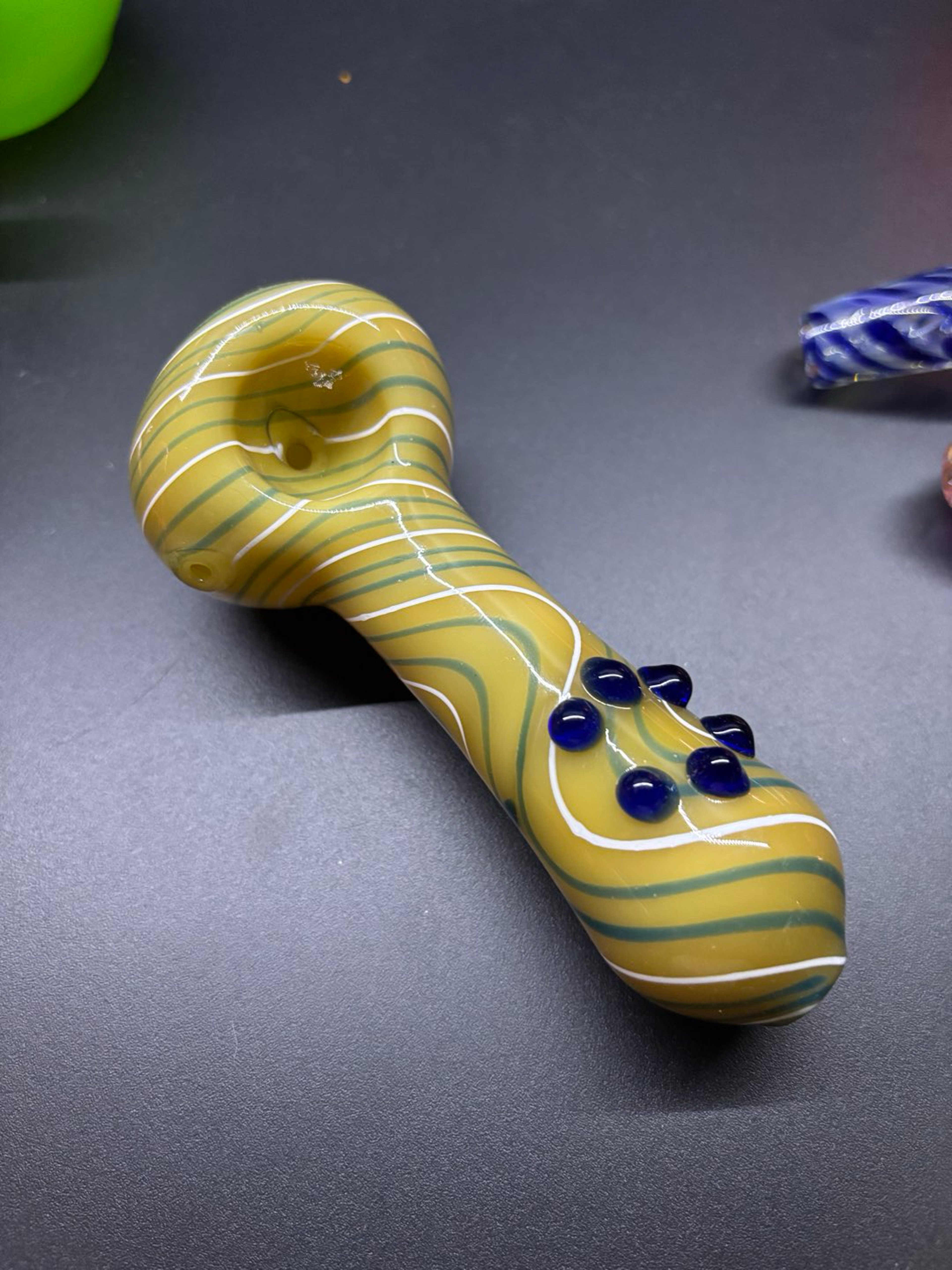 Thick glass solid color linework spoon image 0