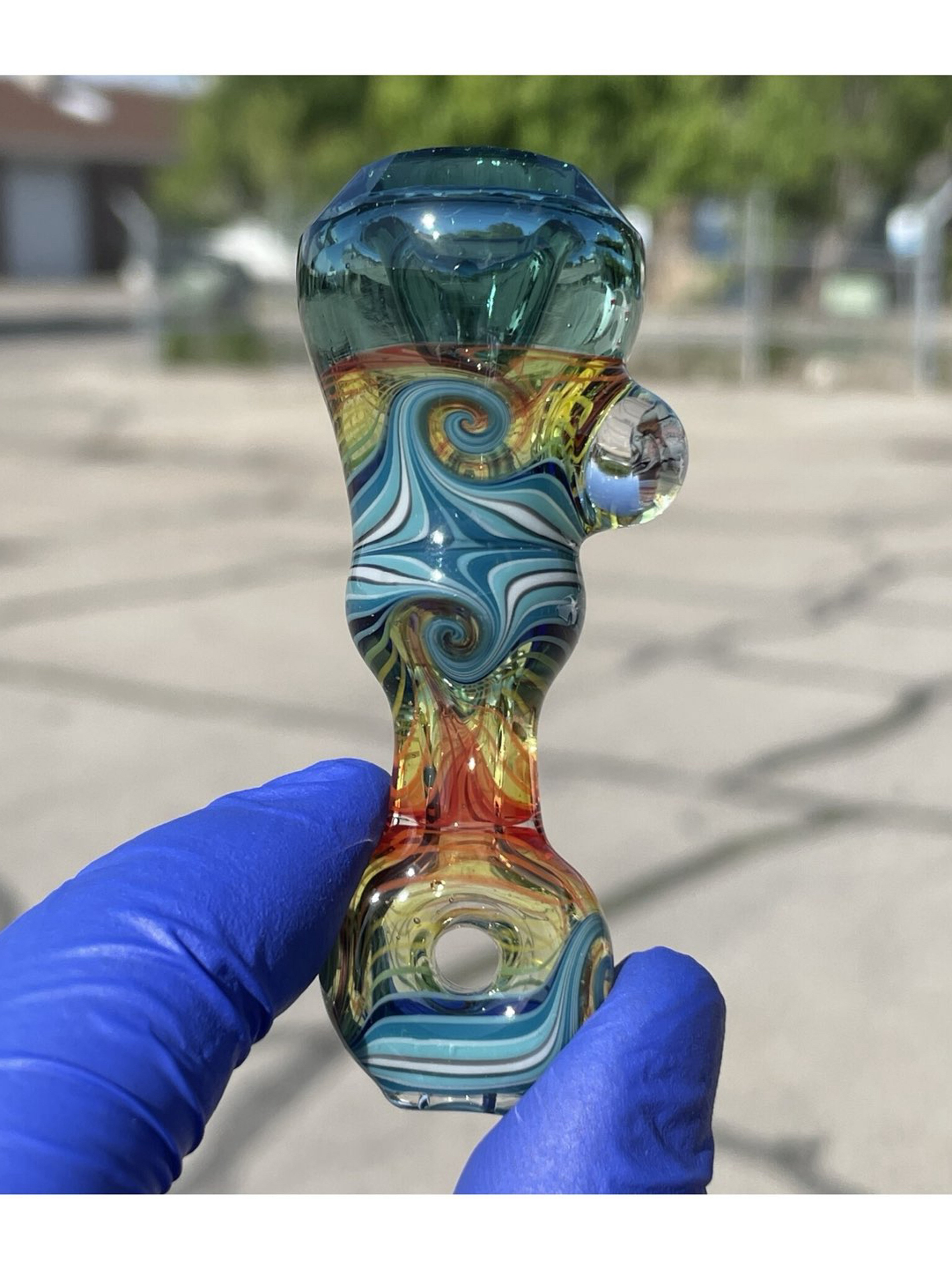 Preview pic of Brand New Cowboy Glass Fish Whistle Faceted Onie Atlantis