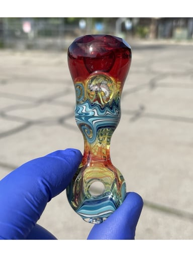 Preview pic of Brand New Cowboy Glass Fish Whistle Faceted Onie Garnet