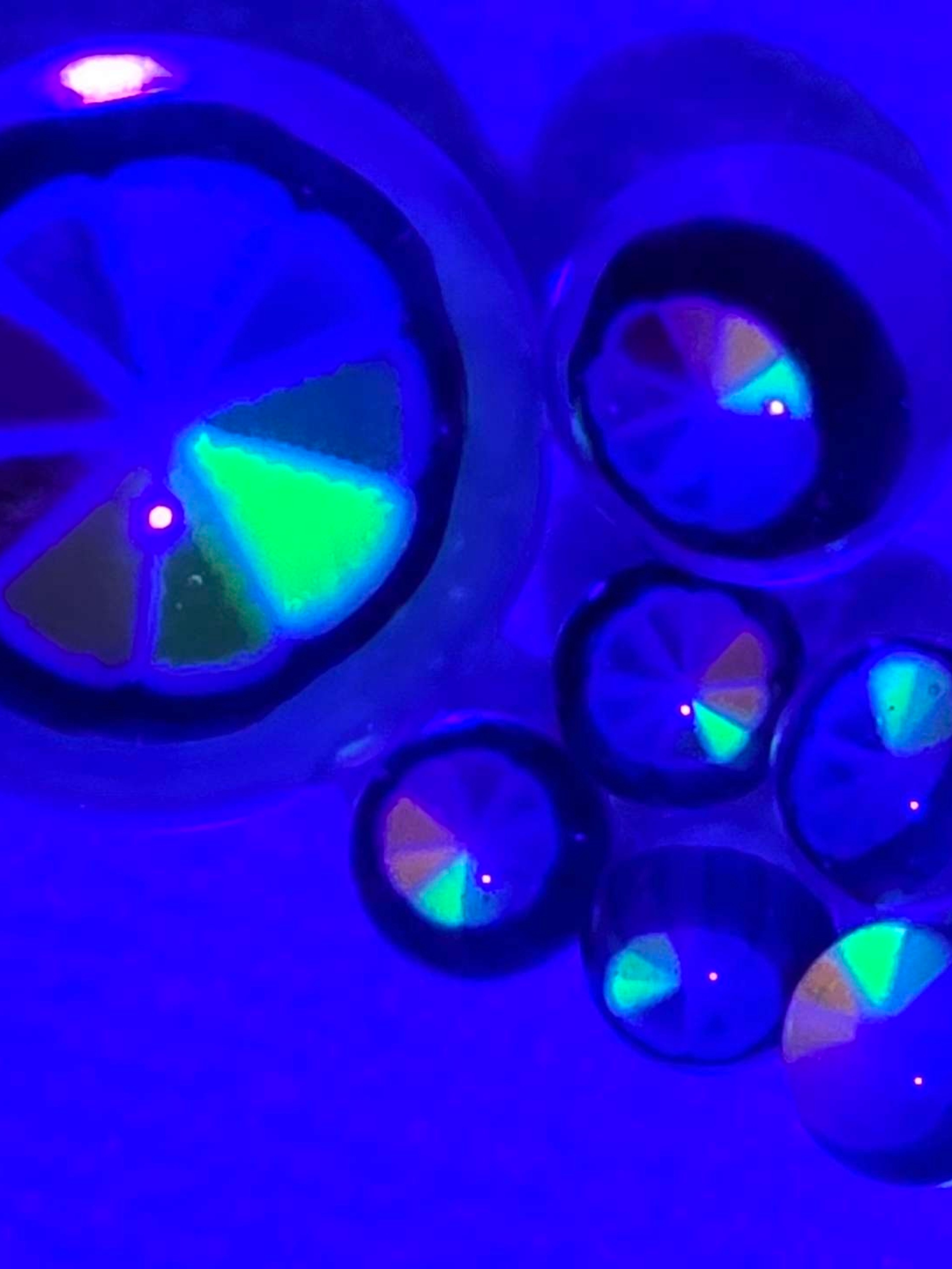 Preview pic of Uv Lime. Sunstone. Rainbow, Lemon, Purple, Grapefruit Pearls, Valves, & Mib For Sale