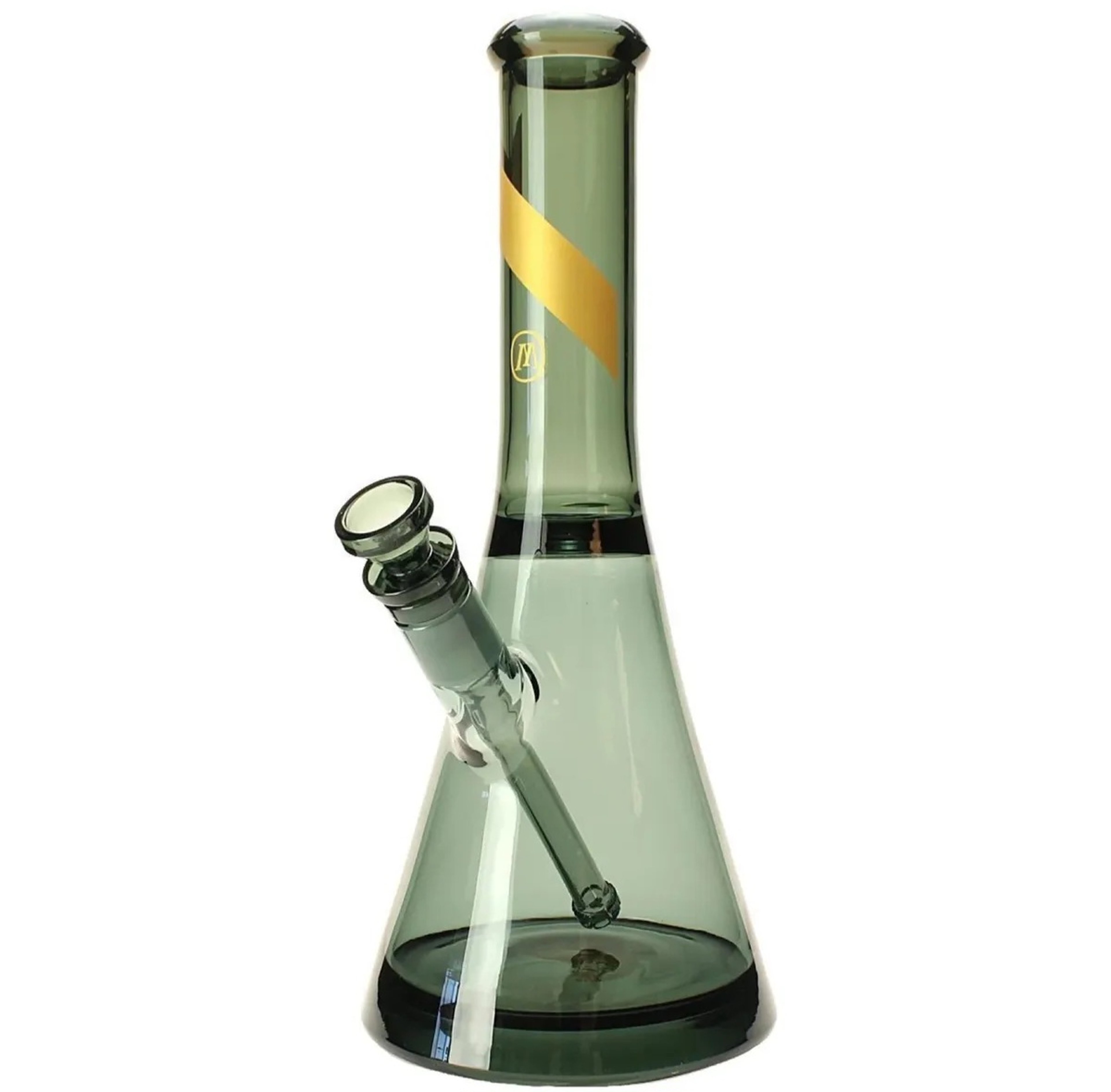 Marley Natural Smoked Glass w Gold Stripe 12" Beaker image 0