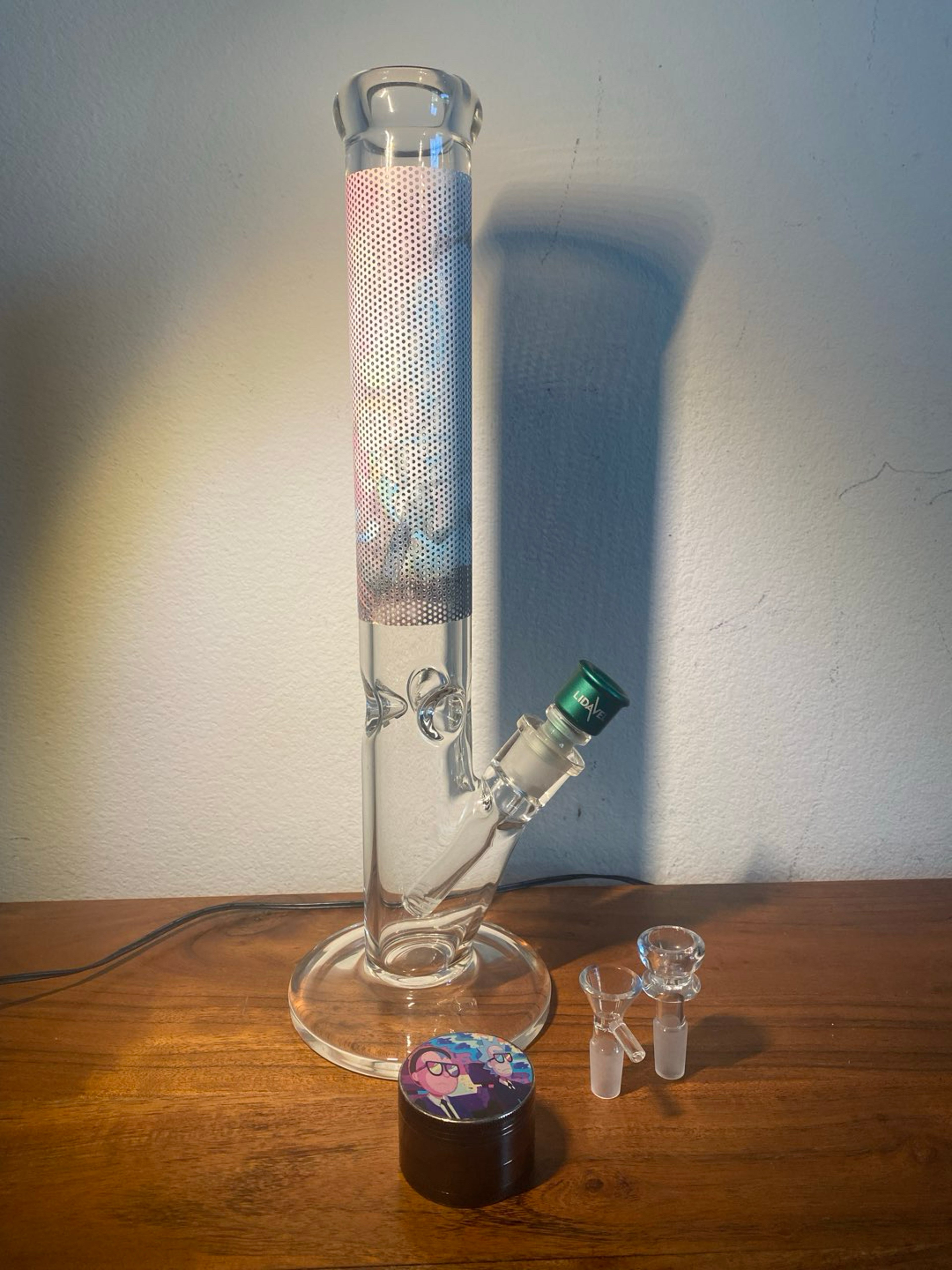 15-1/2” Anime Sticker Print Straight Pipe Bong incl Titanium Bowl image 0