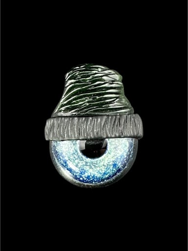 Preview pic of Brand New Junkie Glass Regular Size Eyeball With Green Beanie Pendant