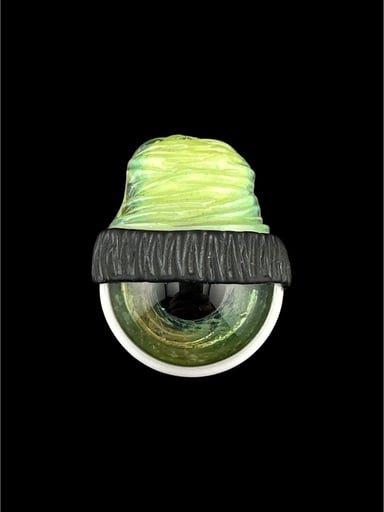 Preview pic of Brand New Junkie Glass Regular Size Eyeball With Slime Green Beanie Pendant