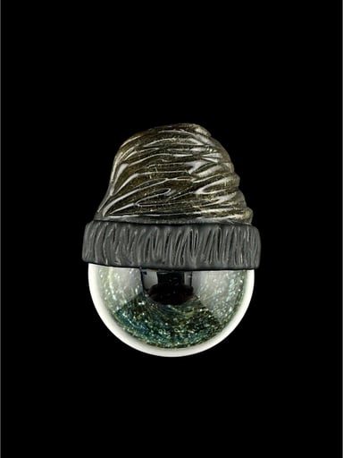 Preview pic of Brand New Junkie Glass Regular Size Eyeball With Bronze Beanie Pendant