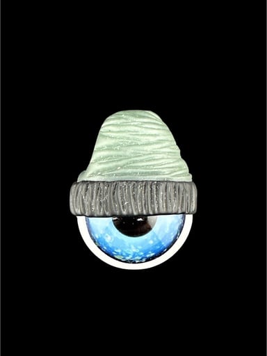 Preview pic of Brand New Junkie Glass Mini Eyeball With Mint Green Beanie Pendant