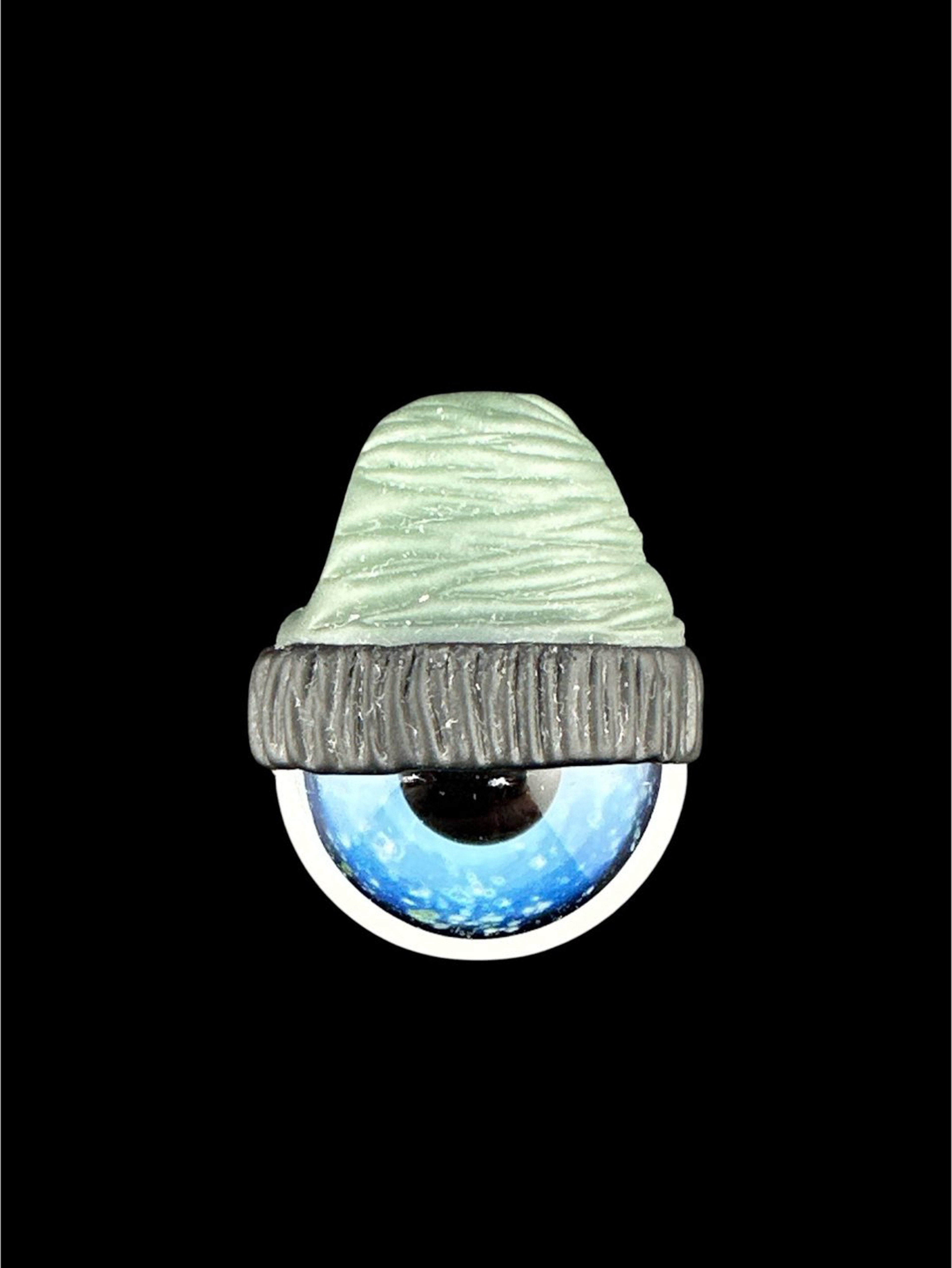 Preview pic of Brand New Junkie Glass Mini Eyeball With Mint Green Beanie Pendant