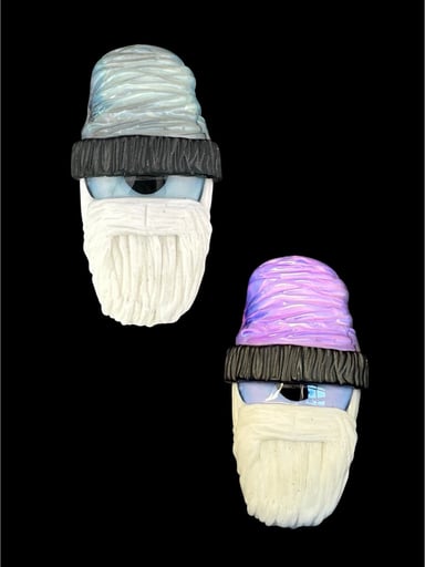 Preview pic of Brand New Junkie Glass CFL White Bearded Eyeball With Beanie Pendant