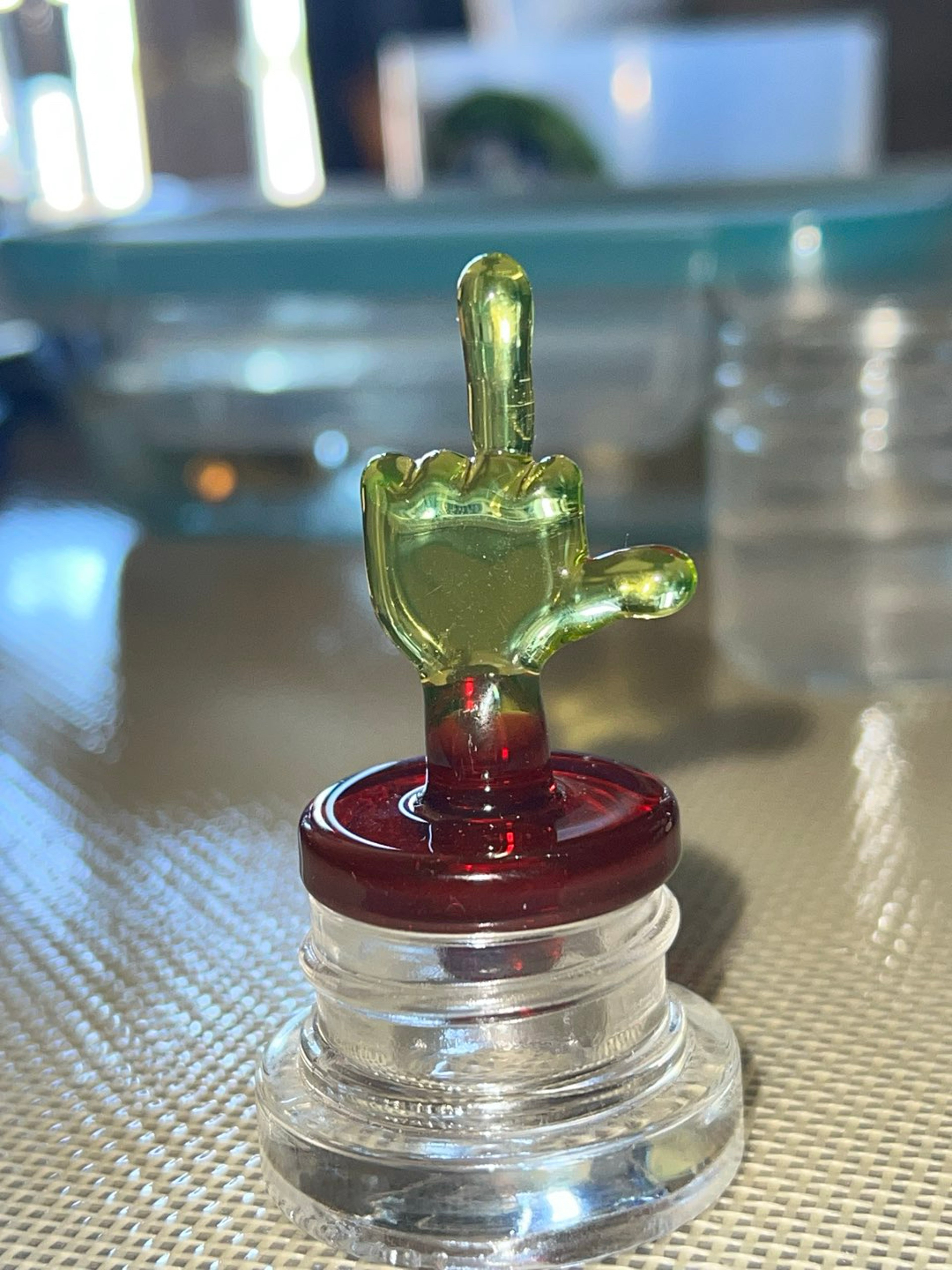 DF glass citrine middle finger/pomegranate bottom control tower cap image 0