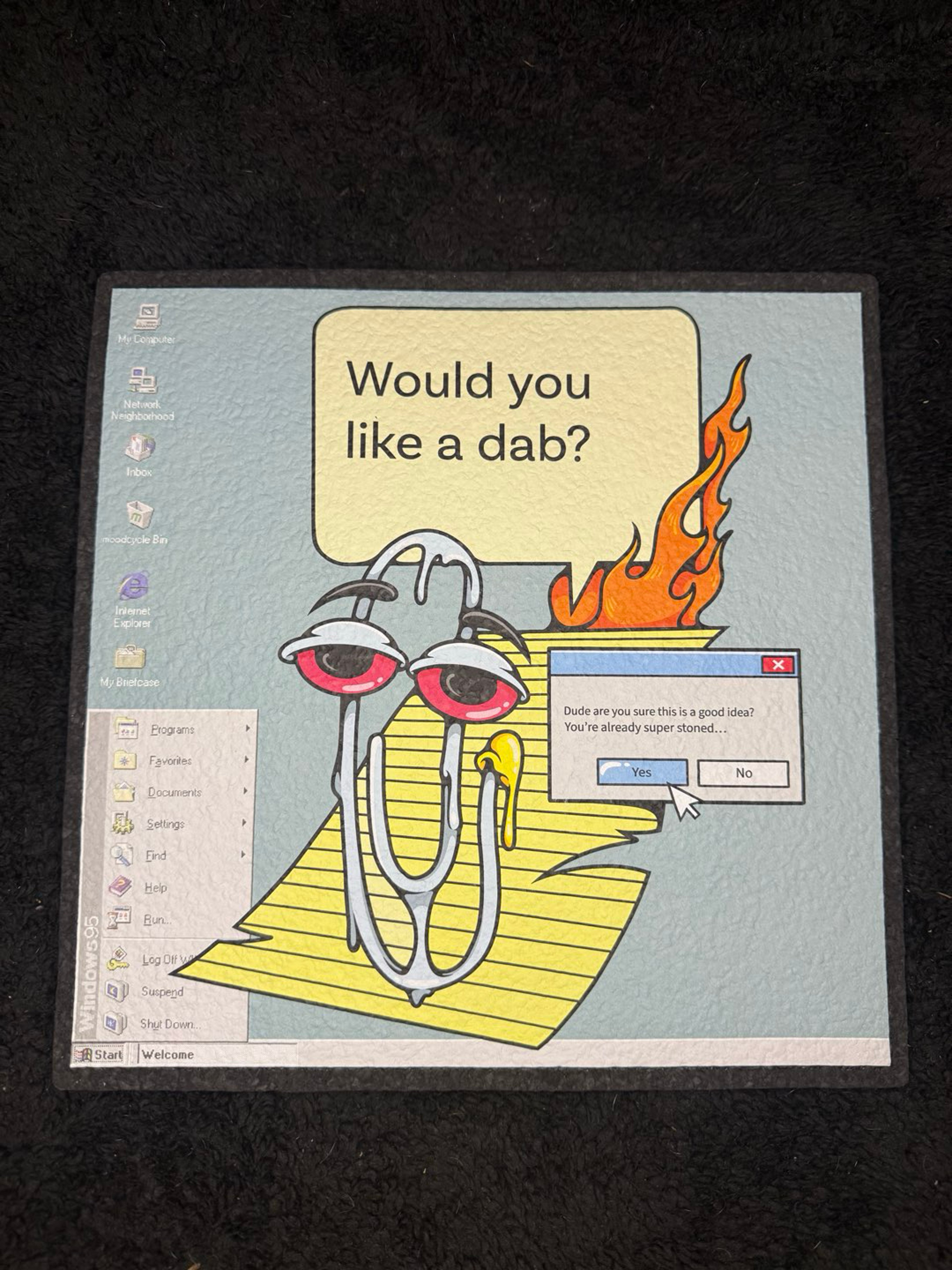 Preview pic of 12” Moodmat X Born ready designs collab (would you like a dab?)