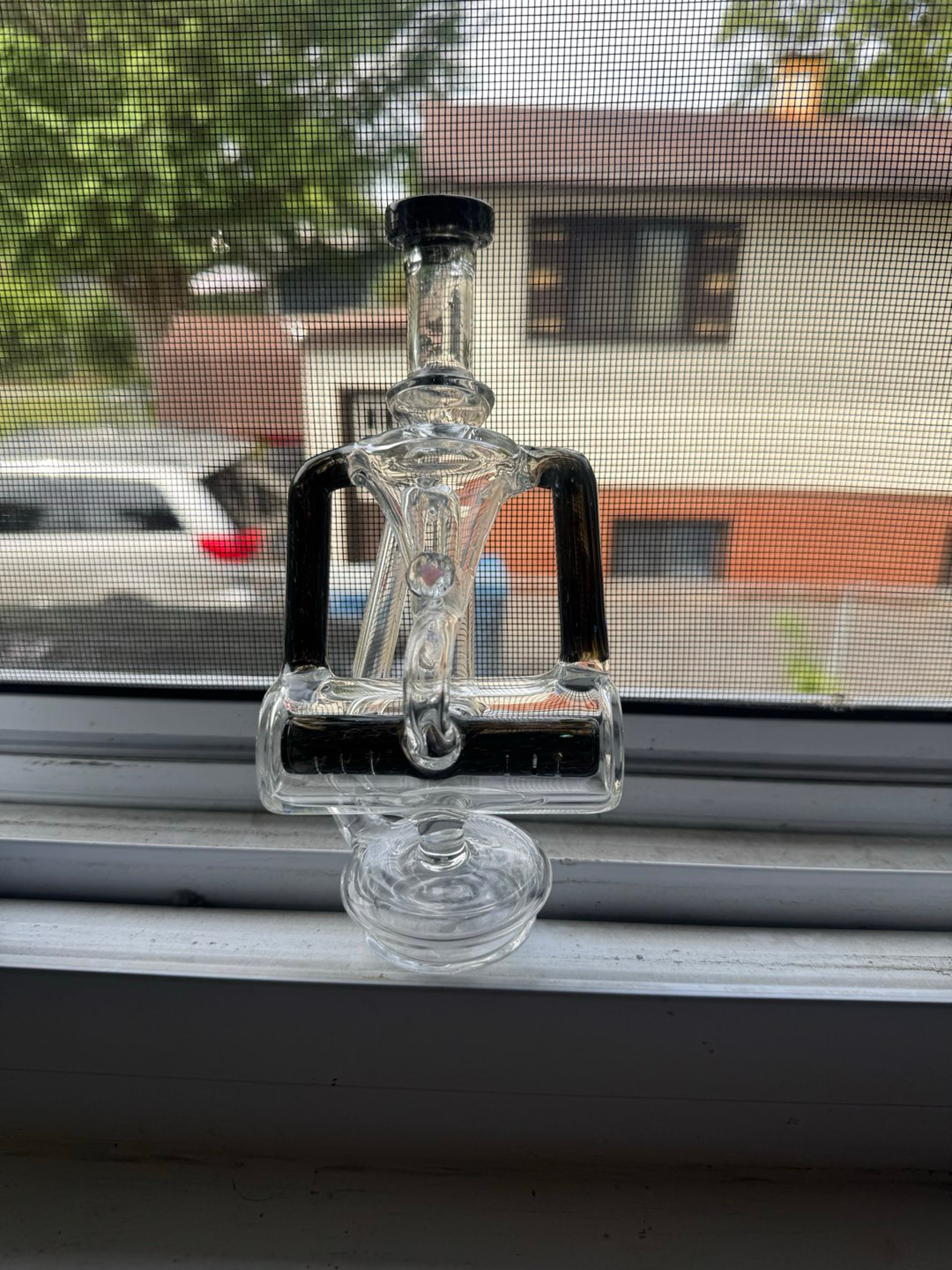 Preview pic of Puffco Zee vapor iridescent glass inline recycler crushed opal dichro