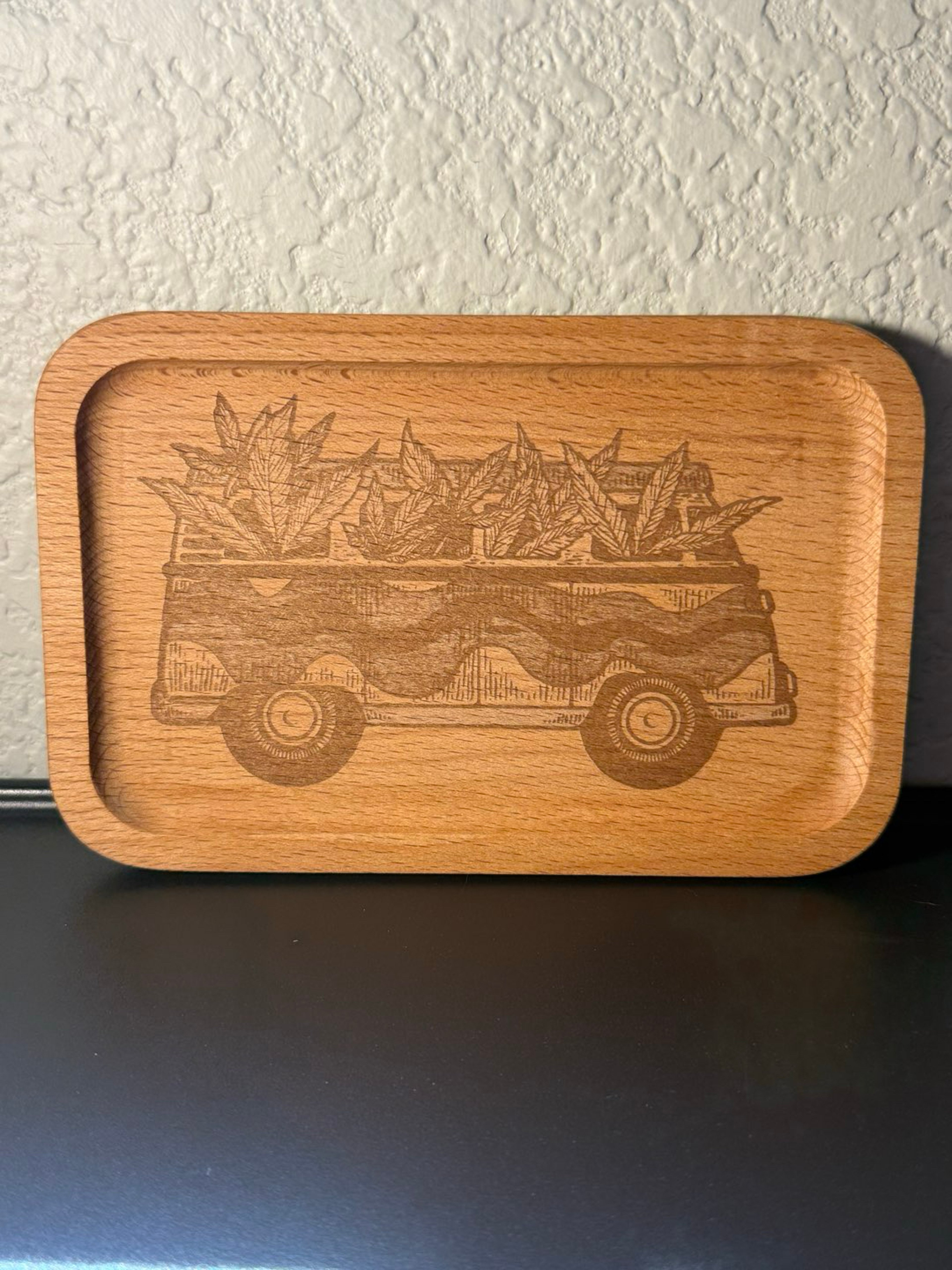 Preview pic of beautiful natural beech wood rolling tray vanlife 8x5 inches