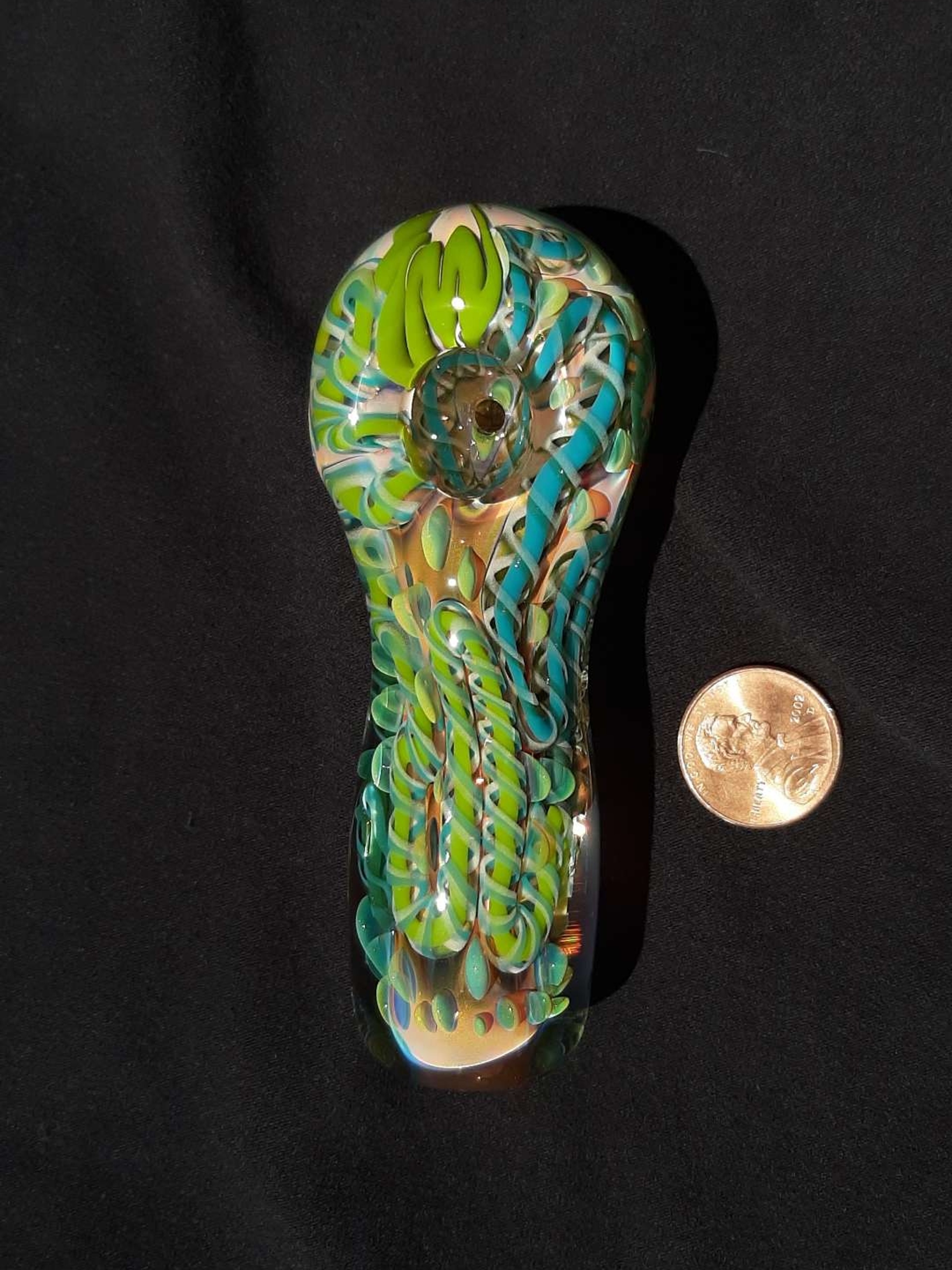 Preview pic of Inside out, color changing, borosilicate glass pipe.  FREE SHIPPING