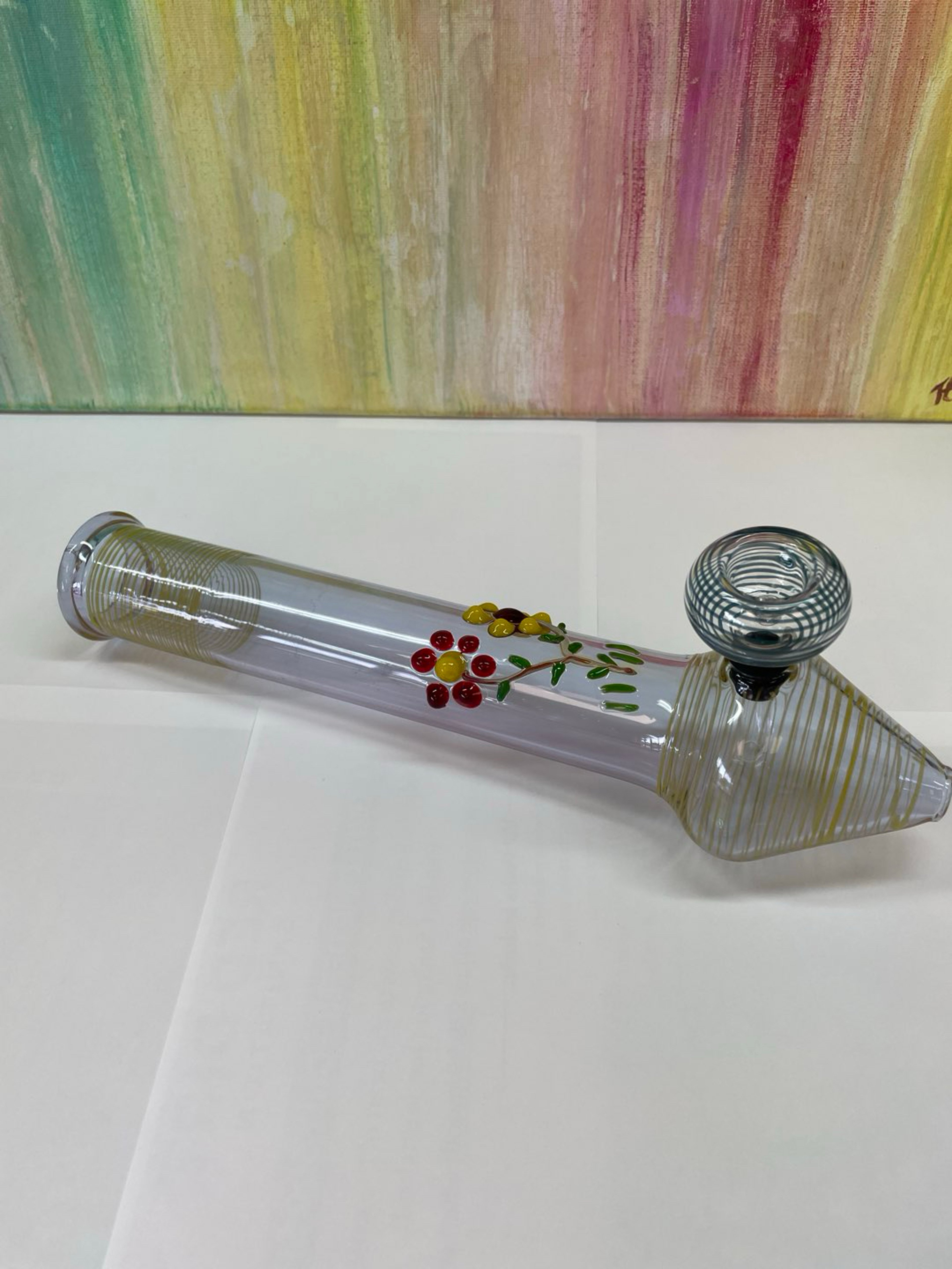Preview pic of 10 1/2” Steamroller Pipe w/ flower accent