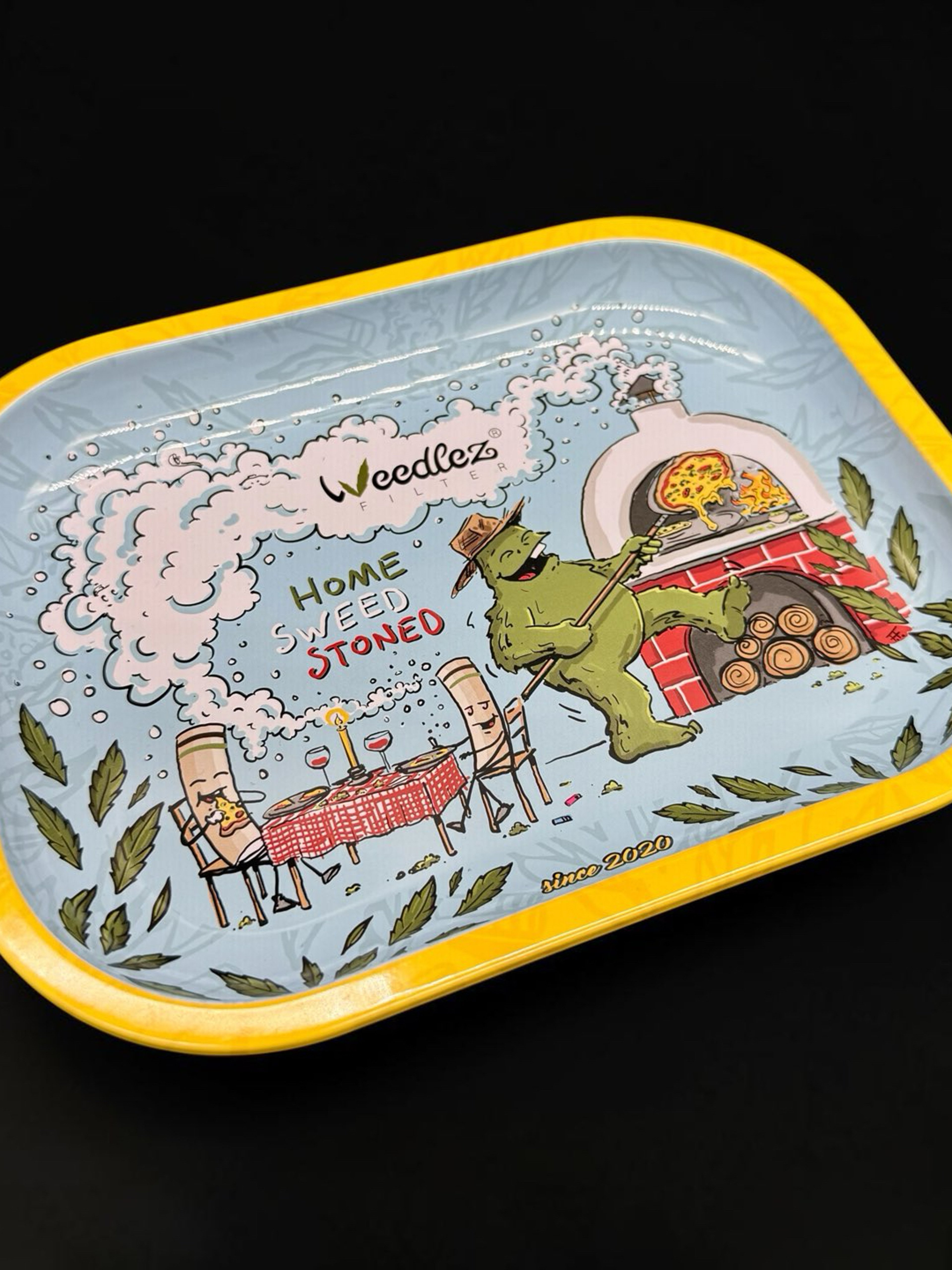 7” x 5.5” Metal Rolling Tray – Home Sweet Stone Design | Durable Portable Metal Tray image 0