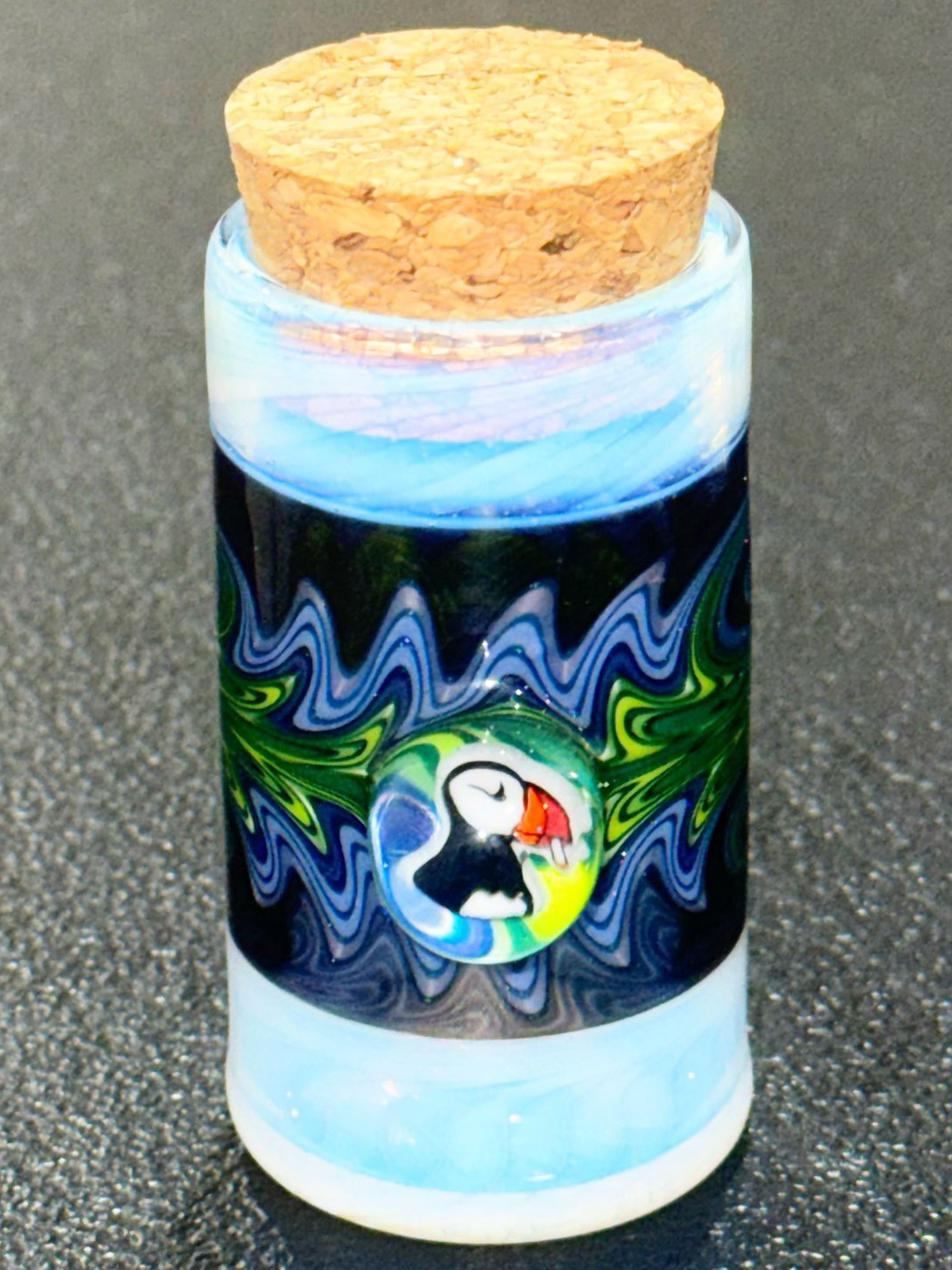 Keys Glass Puffin Cork Top Jar image 0