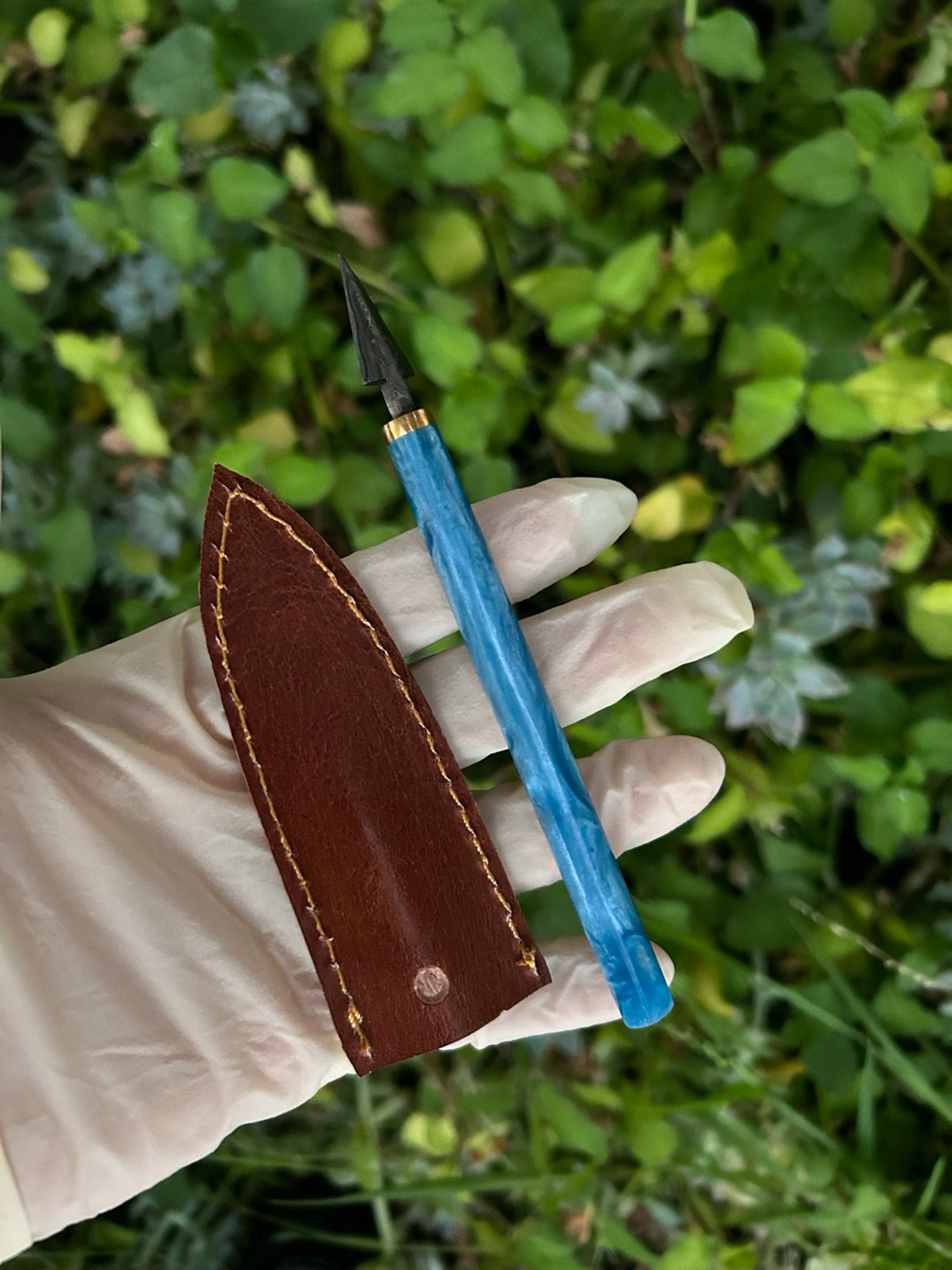 Damascus blue mini spear dab tool ‼️ image 0