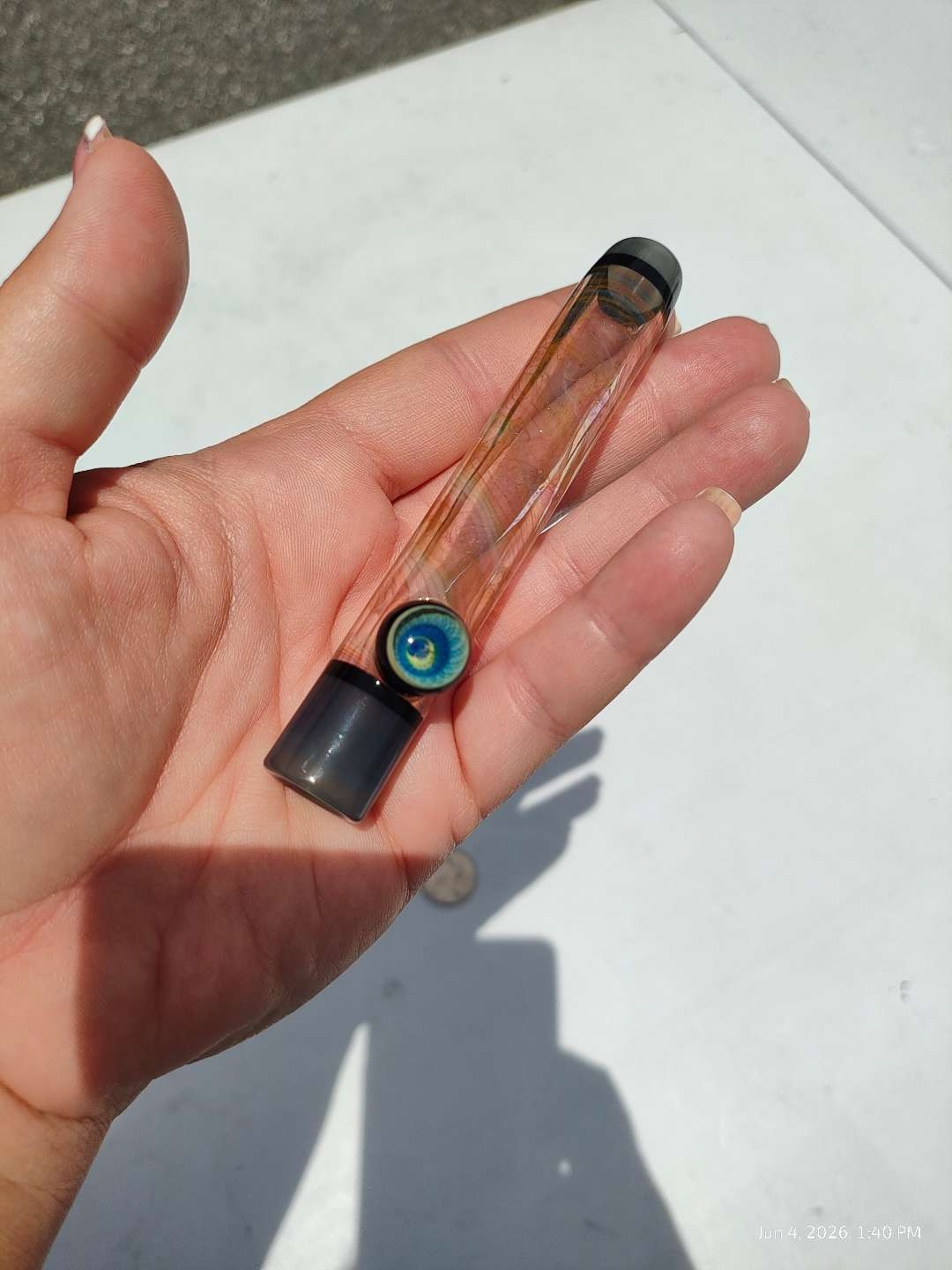 Preview pic of Signed Kovacs 2019 Fumed Steamroller Chillum | Milli Accent | 4" | Unused American Studio Glass