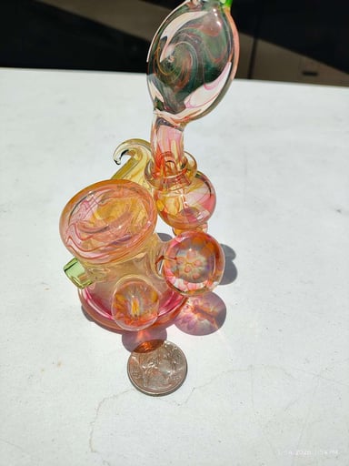 Preview pic of Signed Deng 2019 Fully Fumed Mini Dry | Floral Implosion Marbles | American Heady Glass | Unused