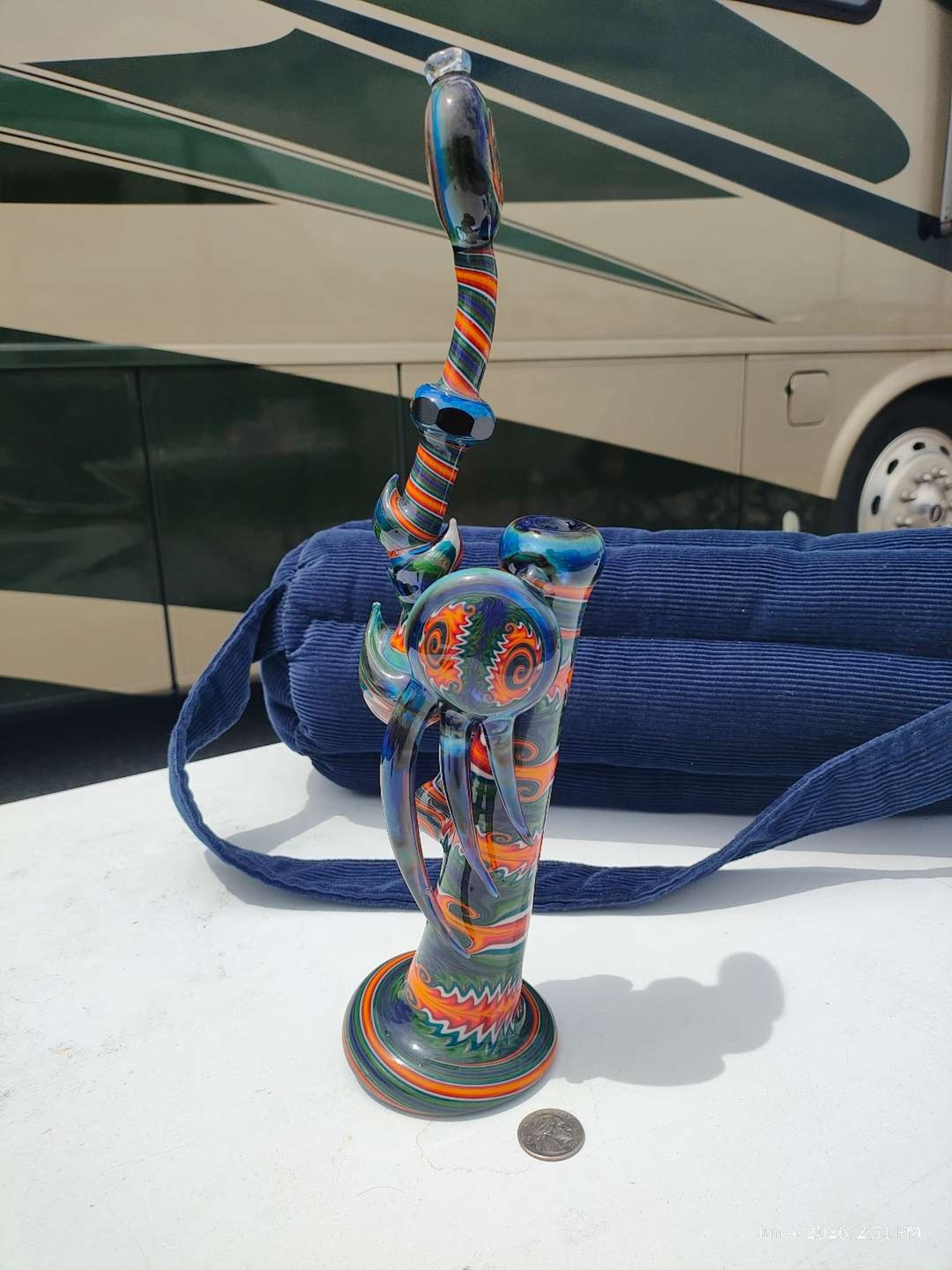Preview pic of Mike Fro Large Worked Standing Bubbler | Artist-Repaired Early Custom | 14"