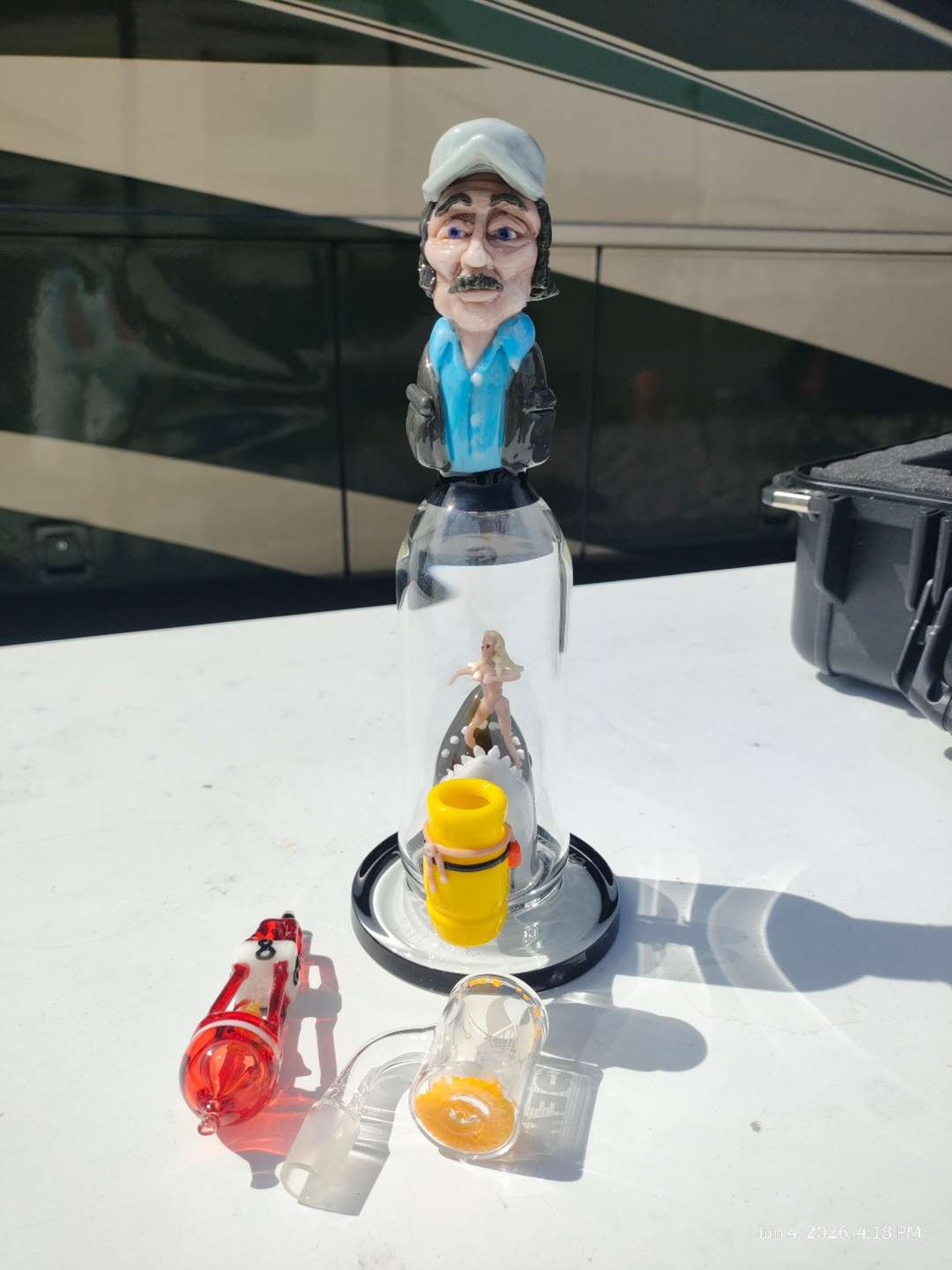 Preview pic of Loki x Slugworth x Tammy Baller 2019 Jaws Collab Bubbler | Custom Narrative Piece | Functional Buoy & Thermochromic Bucket | Signed