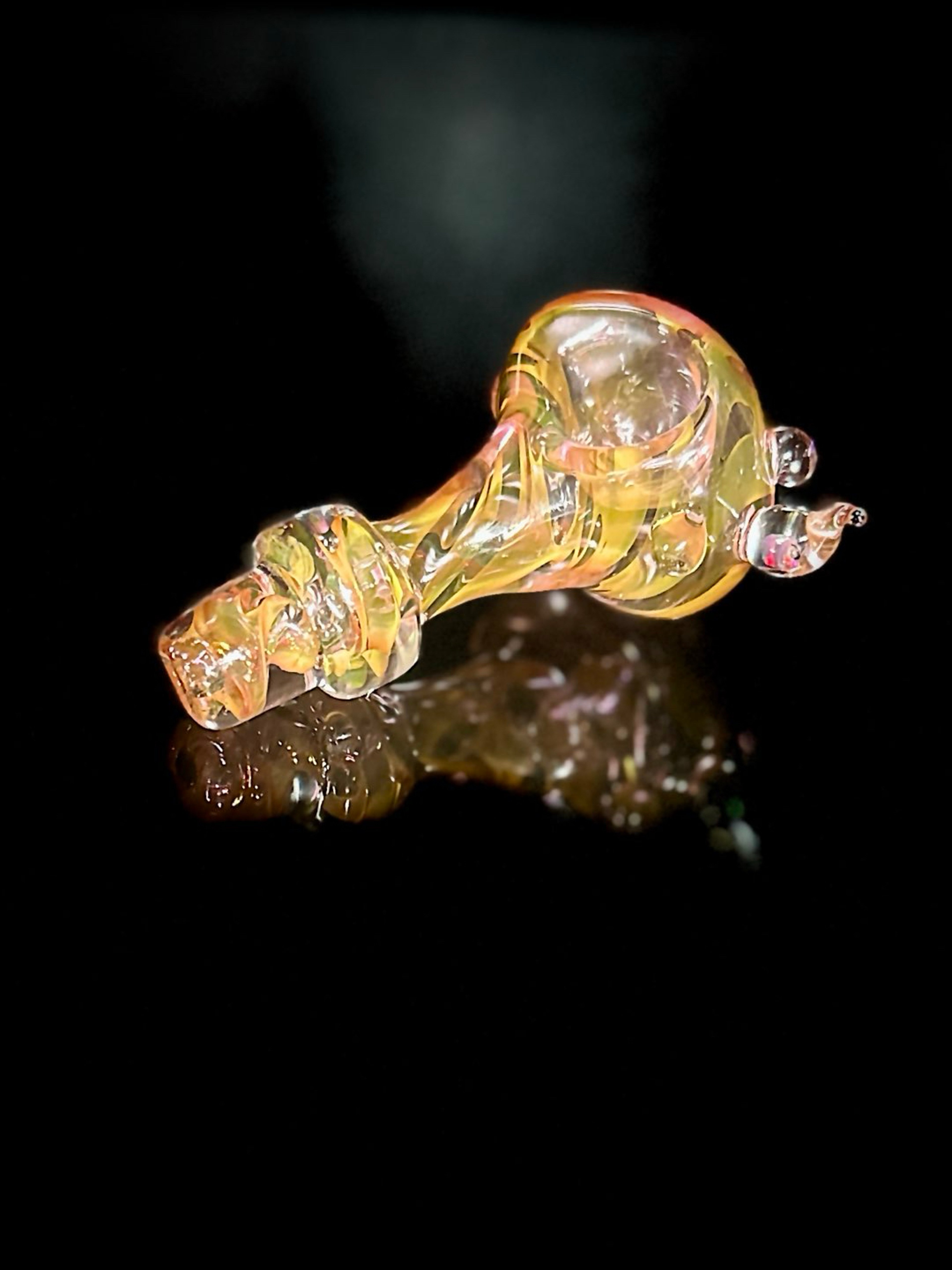 Gold fumed spoon pipe w/ opal horn image 0